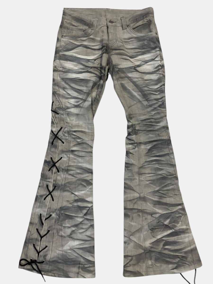 TORNADO MART Side Lace-Up Flared Jeans