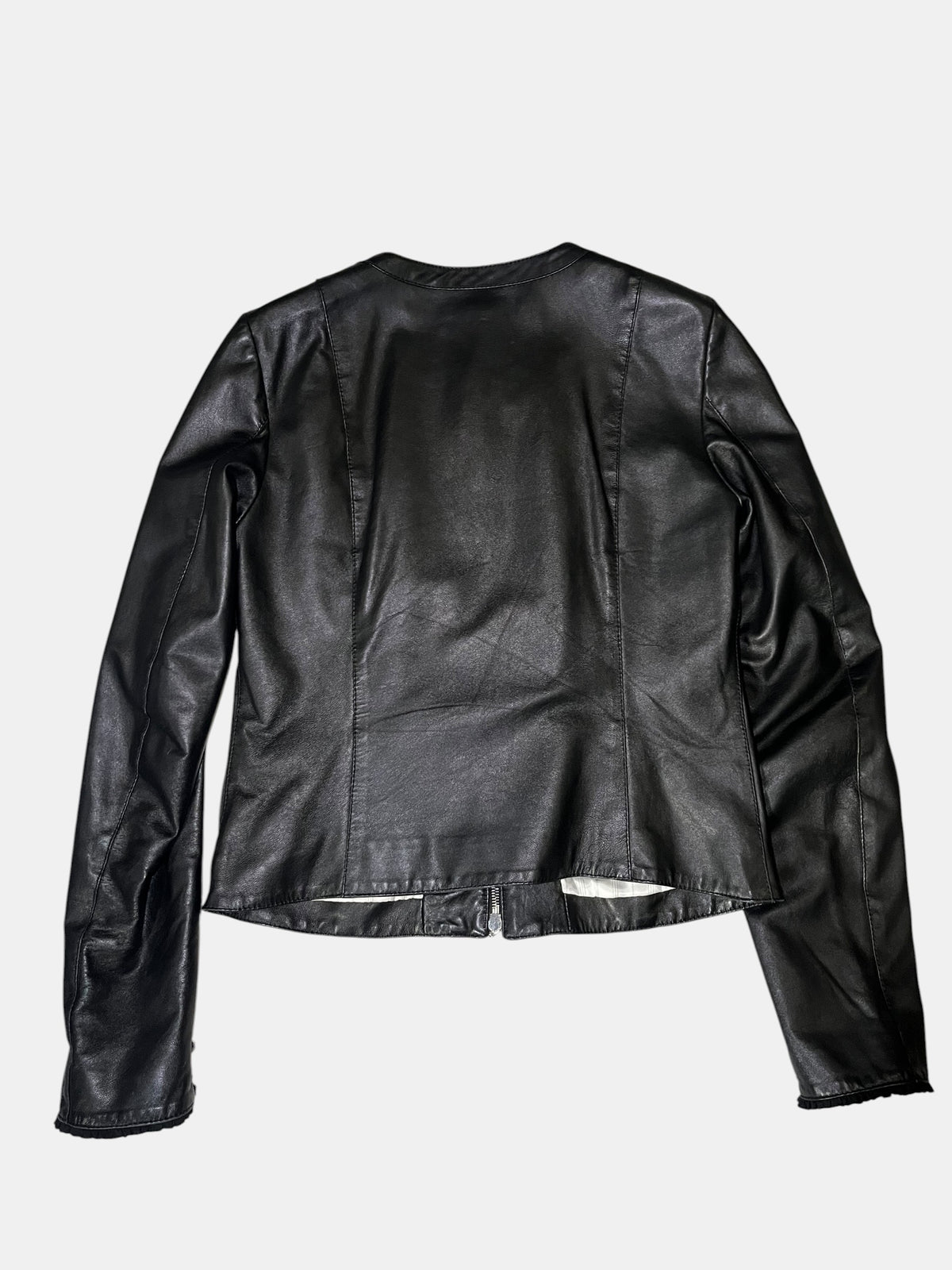 Patrizia Pepe Ruffle Leather Jacket