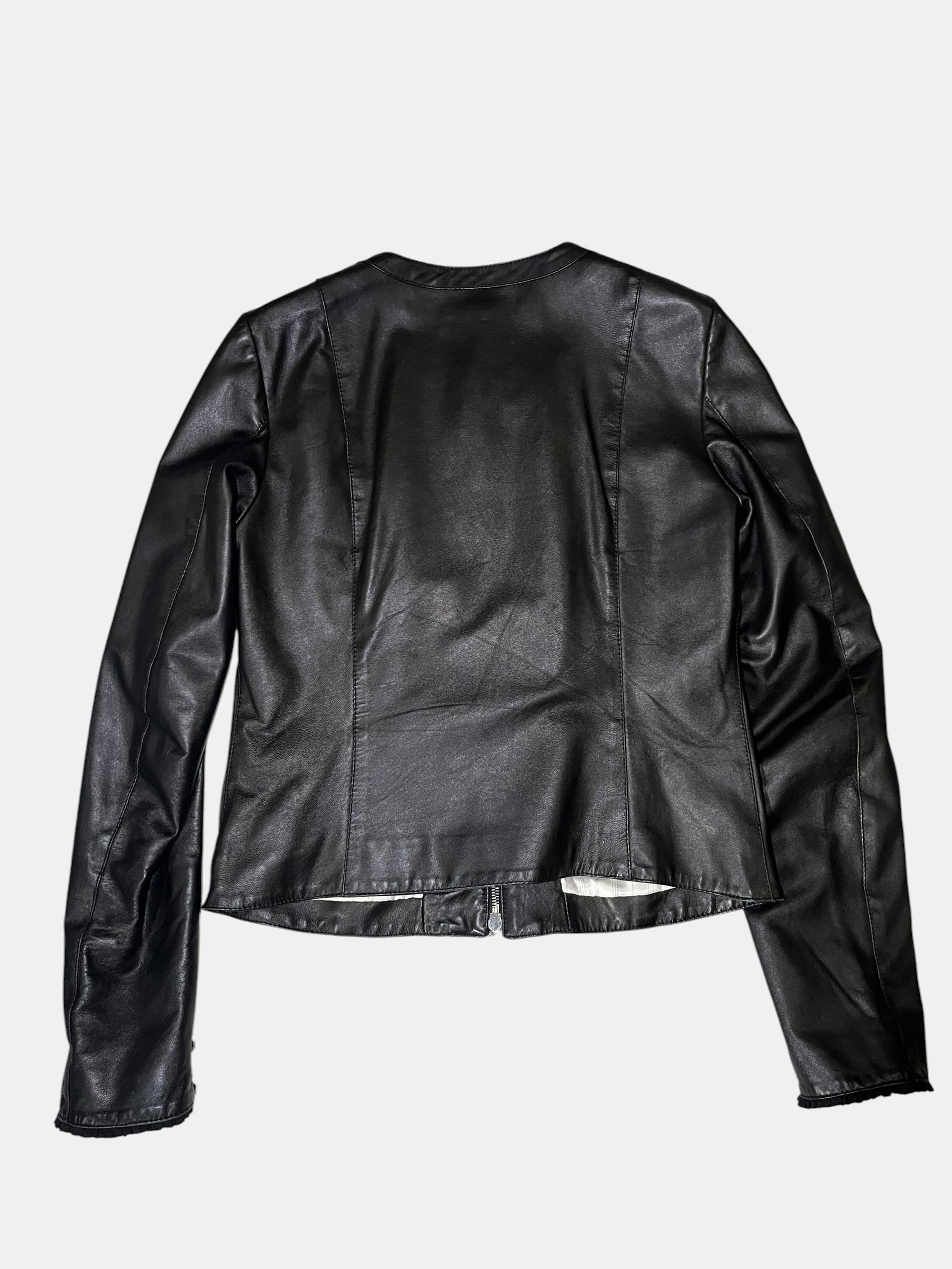 Patrizia Pepe Ruffle Leather Jacket
