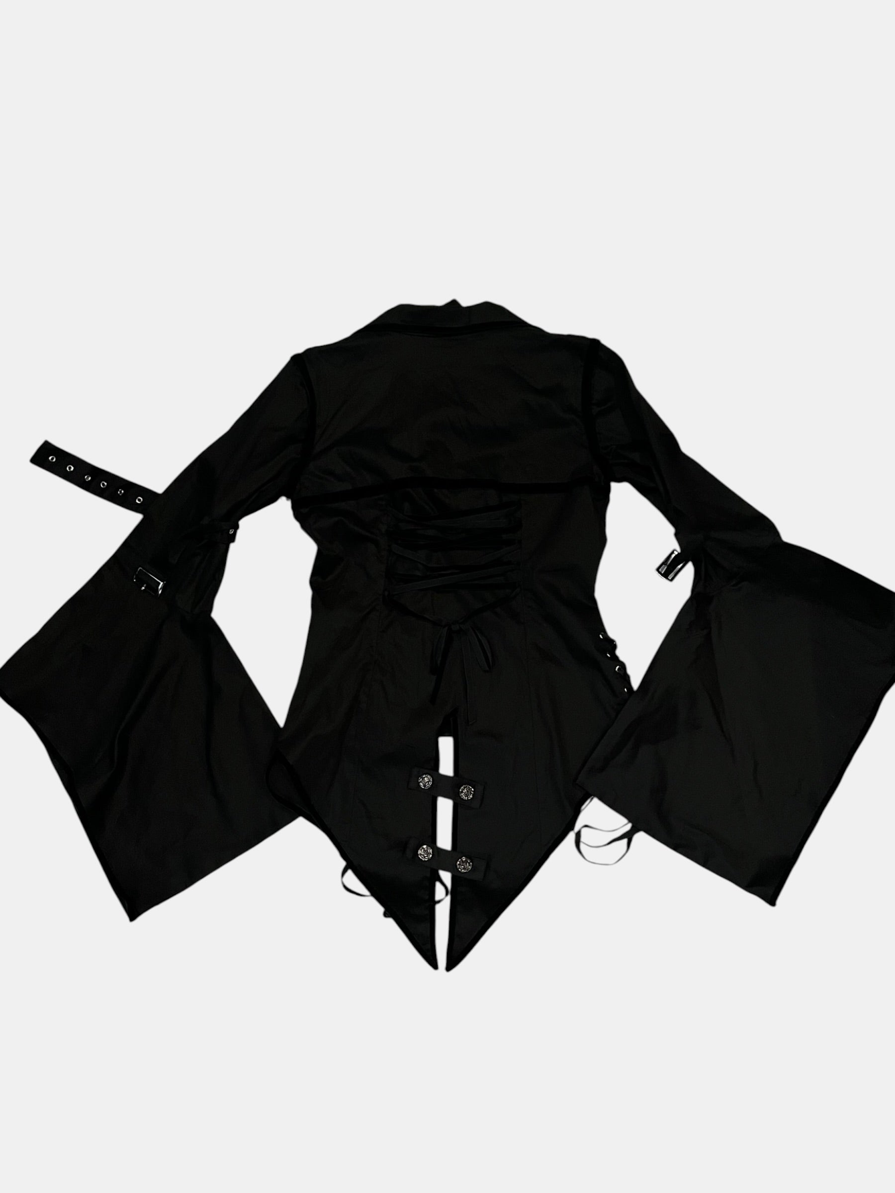 BODY LINE Lace-Up Bell-Sleeve Jacket