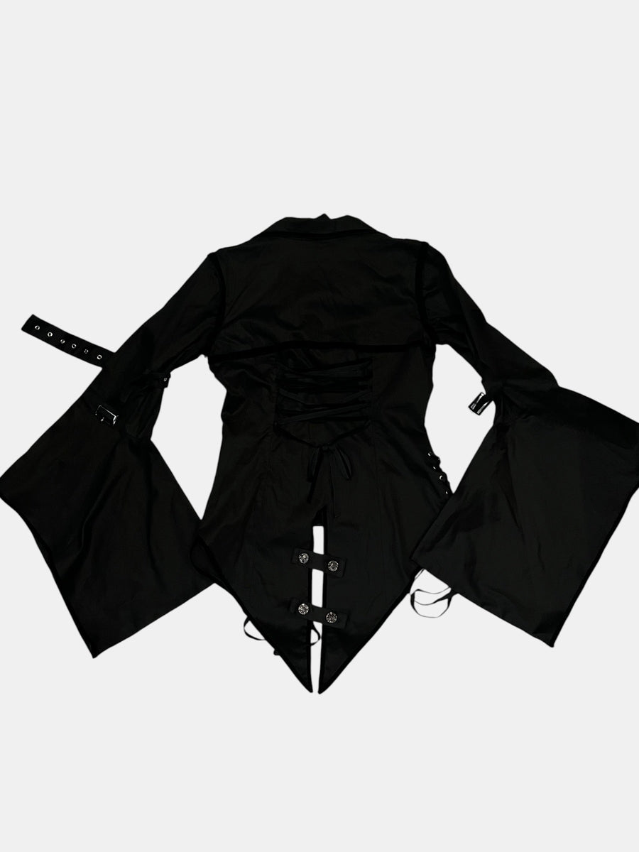 BODY LINE Lace-Up Bell-Sleeve Jacket