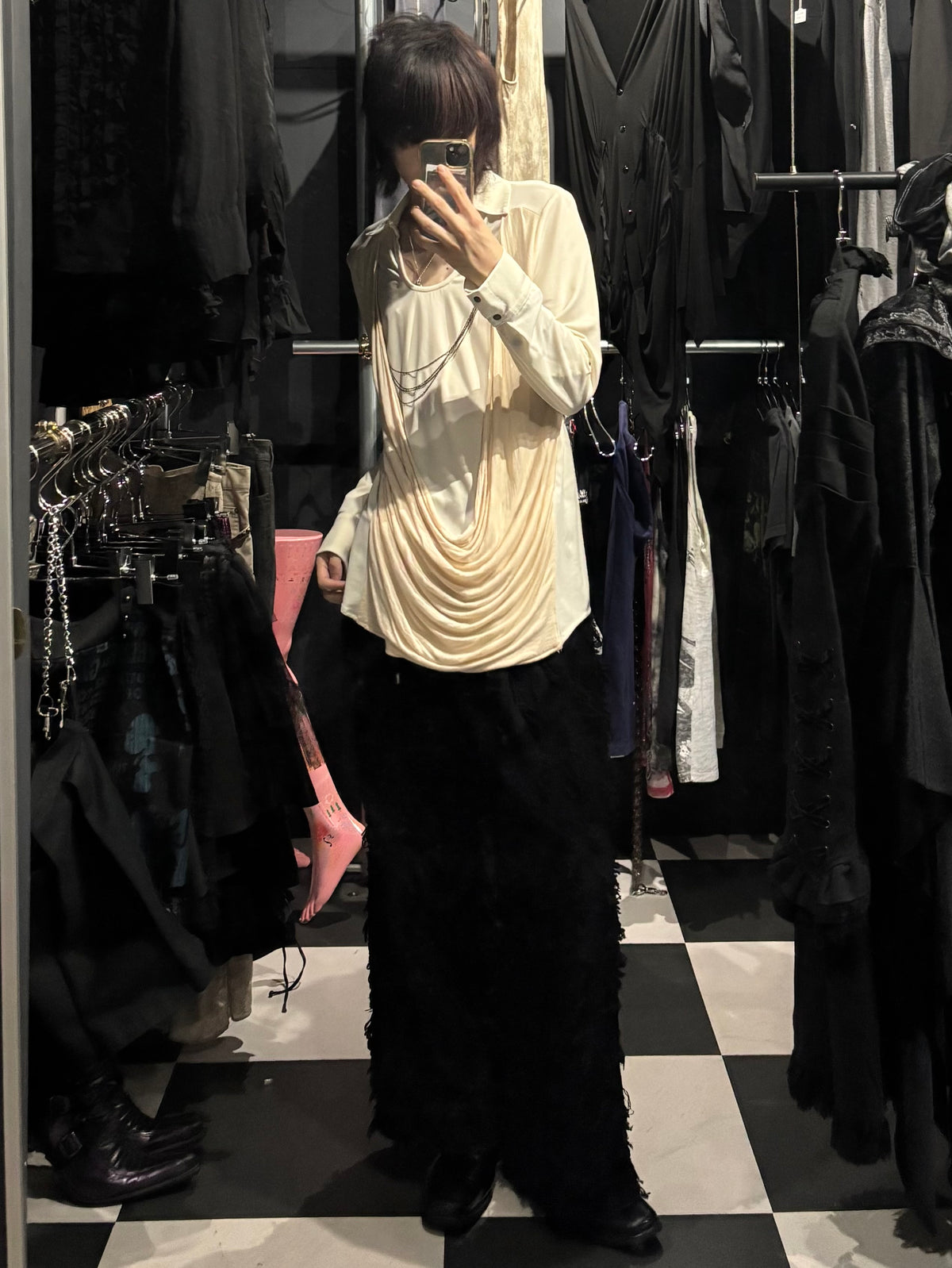 Rozen Kavalier Draped Cowl-Neck Top