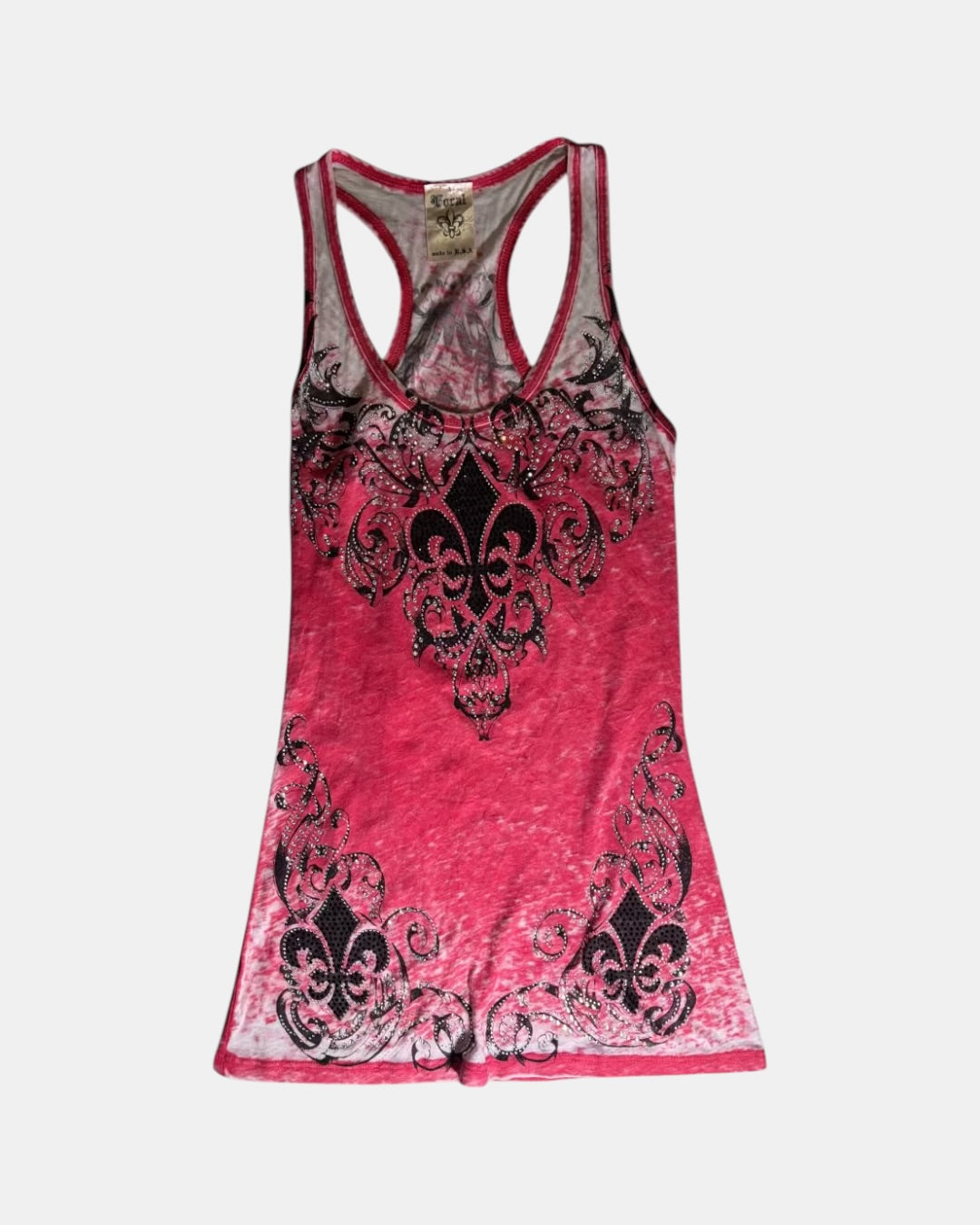Vocal Rhinestone Fleur-de-Lis Tank Top