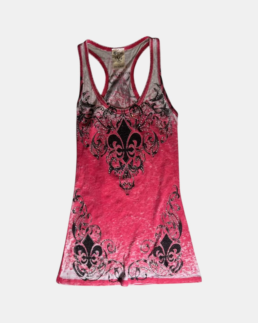 Vocal Rhinestone Fleur-de-Lis Tank Top