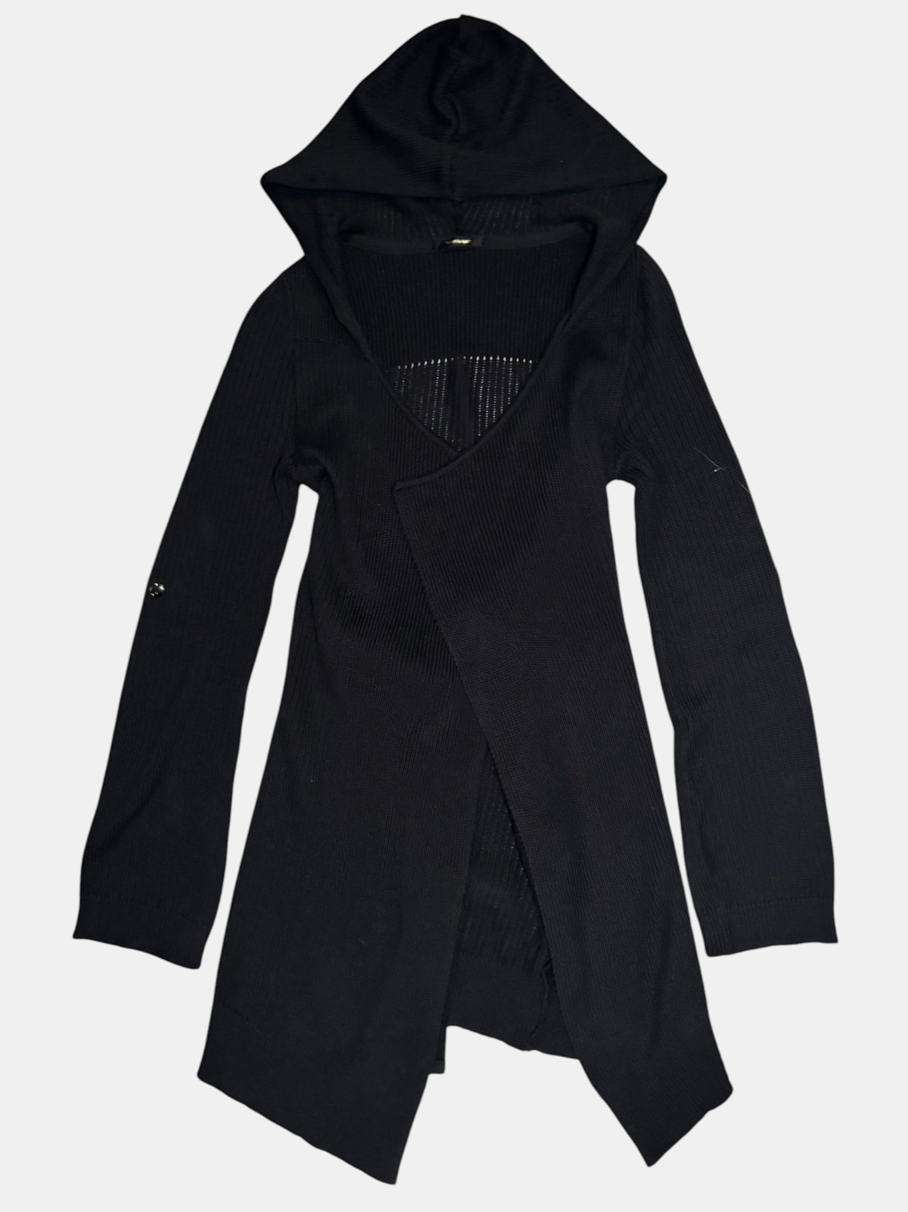 Tornado Mart Asymmetric Hooded Wrap Long Cardigan
