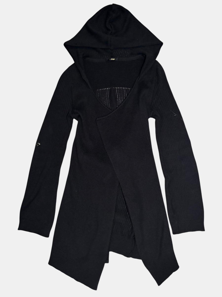 Tornado Mart Asymmetric Hooded Wrap Long Cardigan