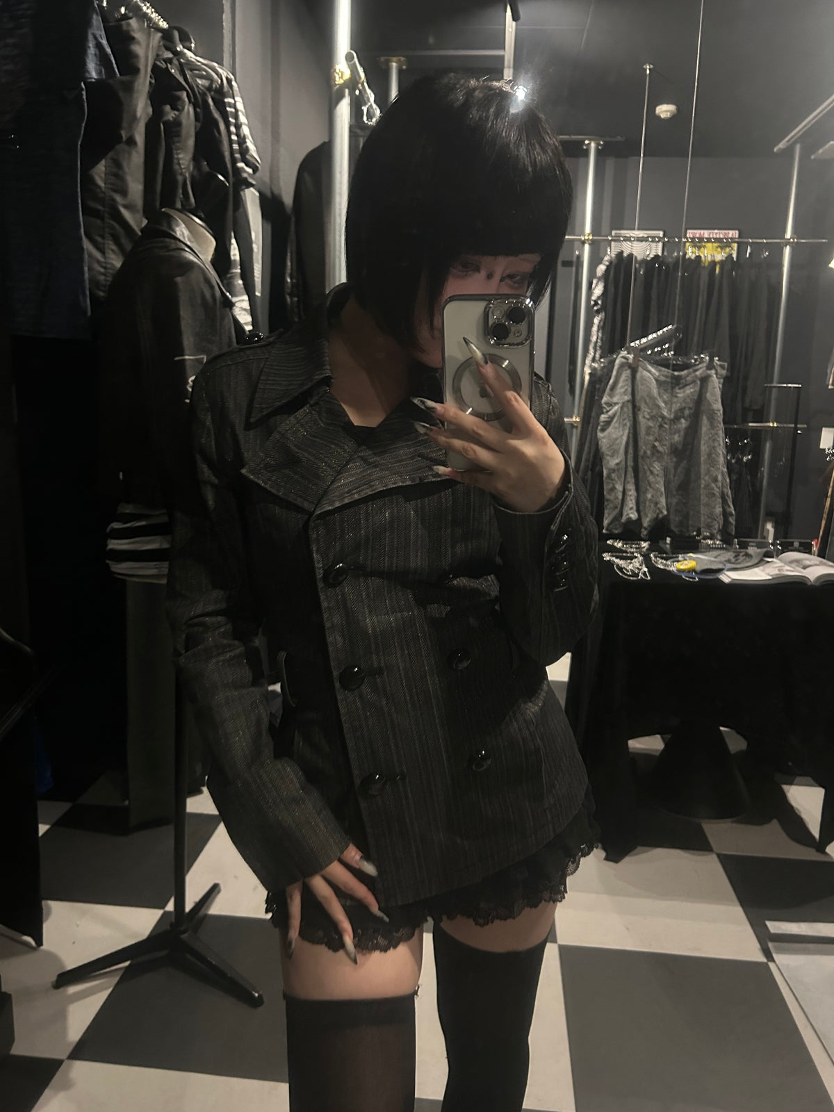 Belted Herringbone Jacket