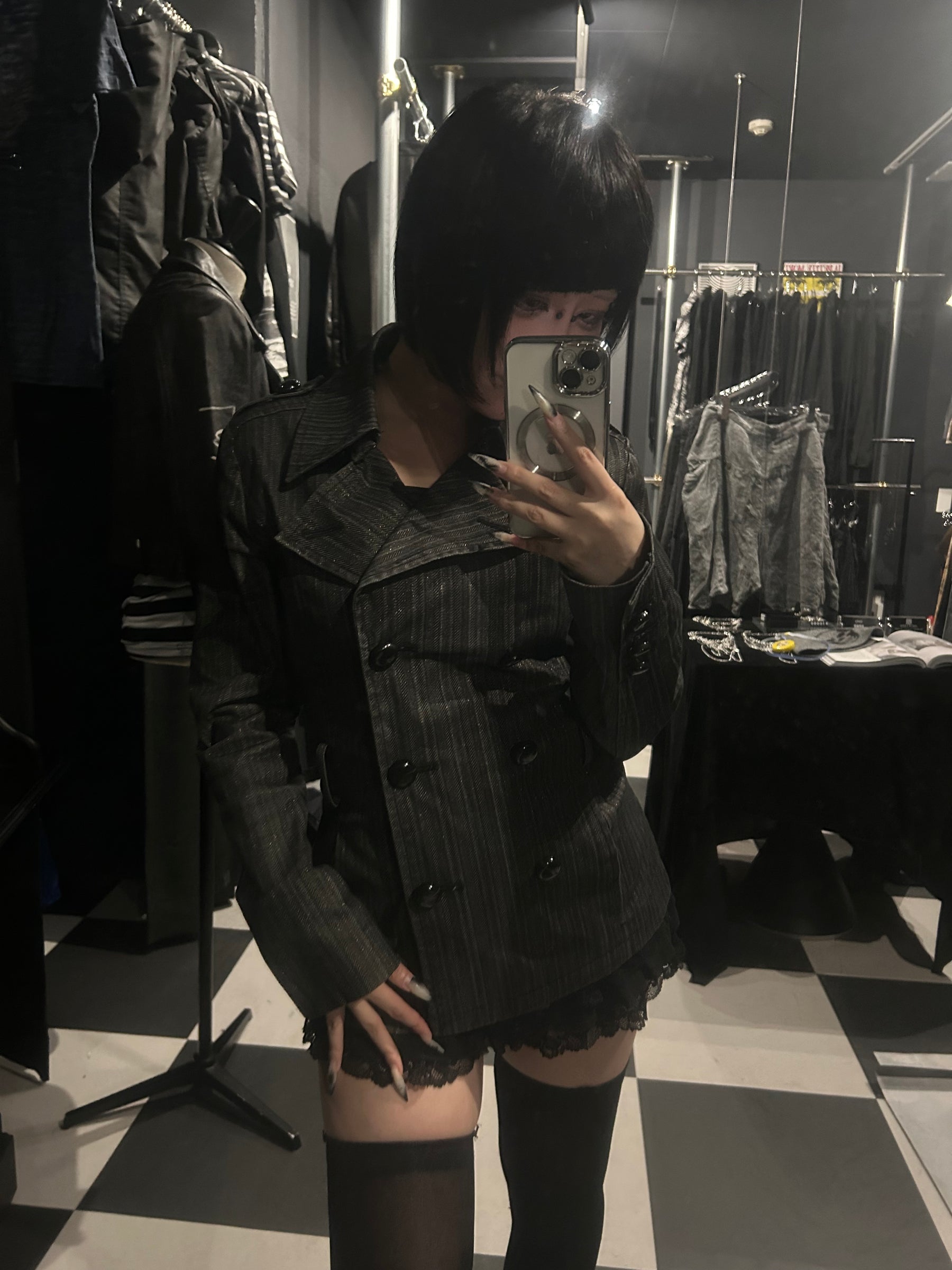 Belted Herringbone Jacket