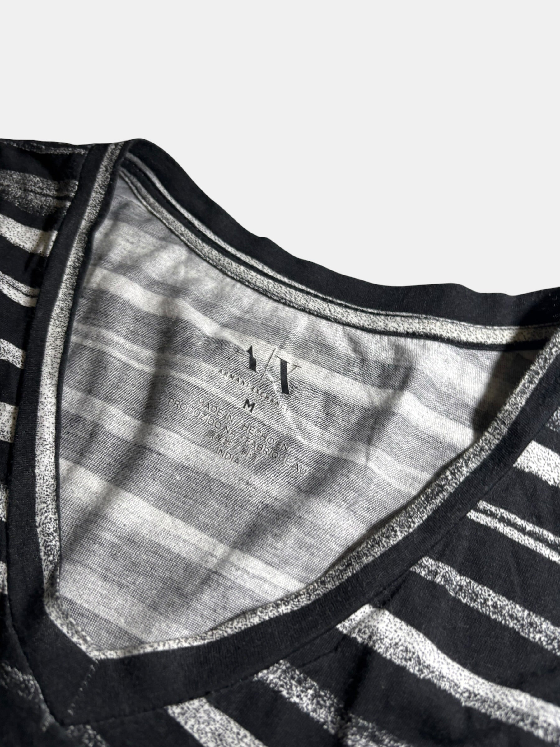 Brushstroke-Stripe V-Neck T-Shirt