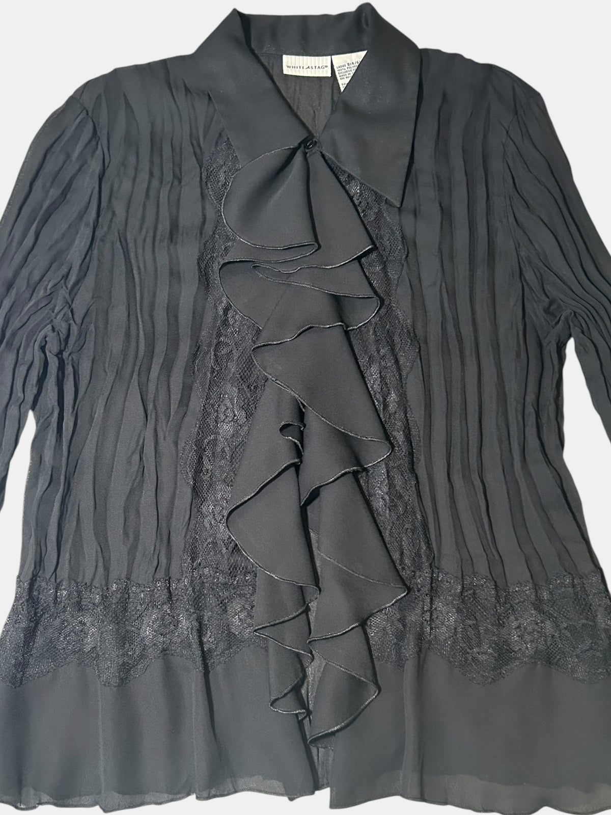 Lace-Panel Ruffle Blouse