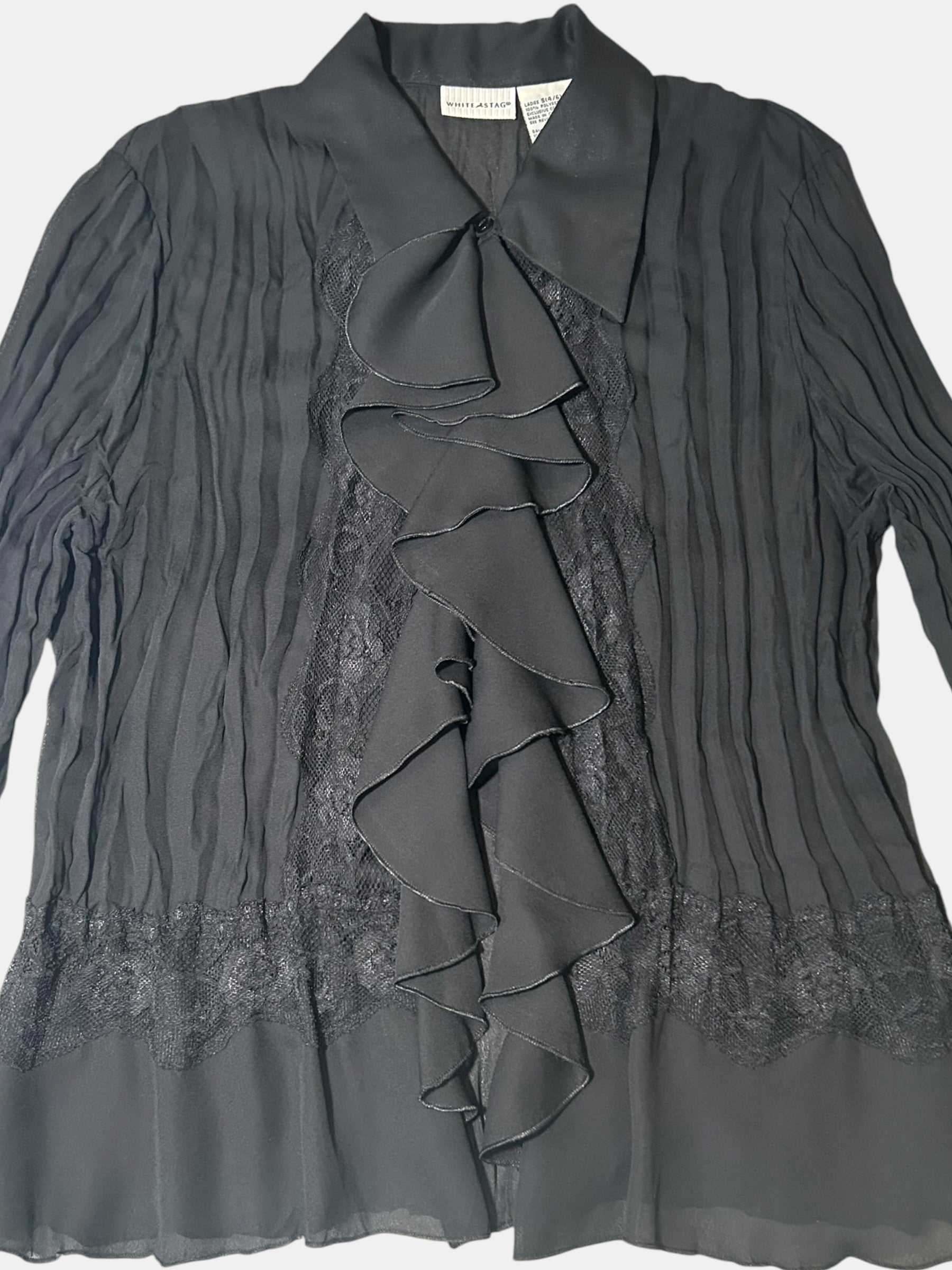 Lace-Panel Ruffle Blouse