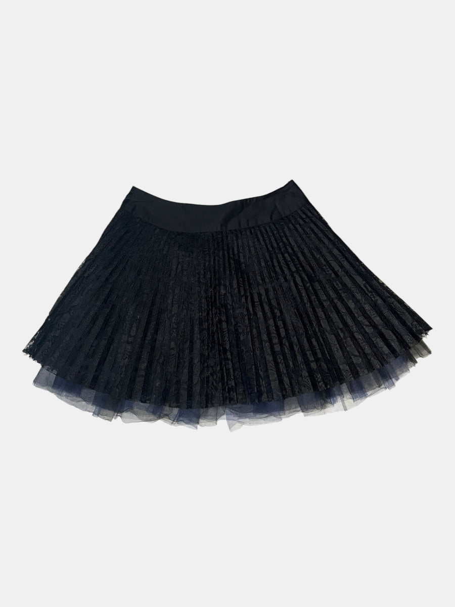 BLACK PEACE NOW Pleated Lace Skirt