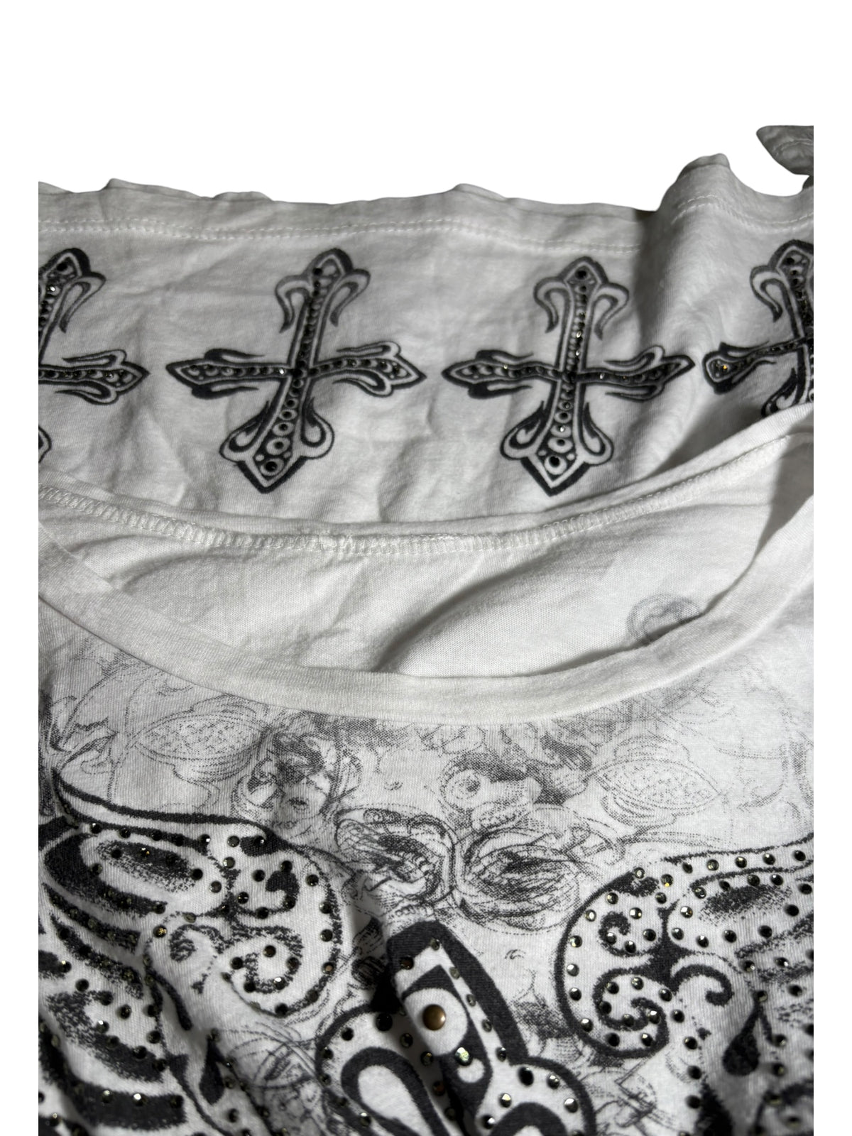 Y2K Embellished Cross Long-Sleeve T-Shirt