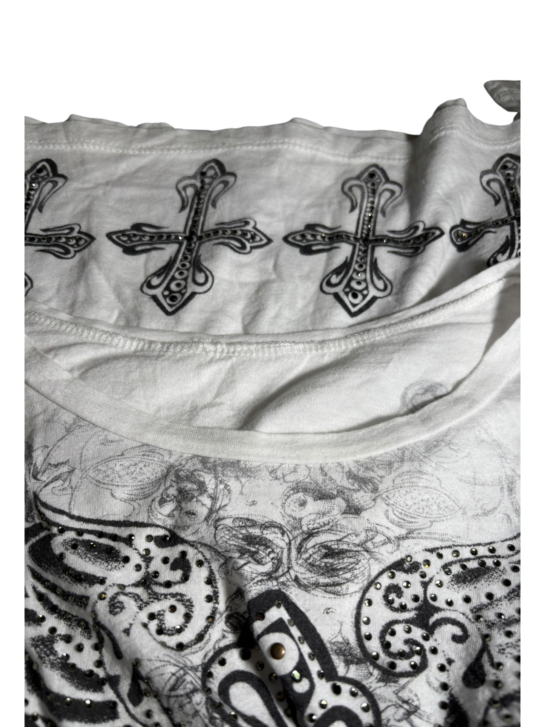 Y2K Embellished Cross Long-Sleeve T-Shirt