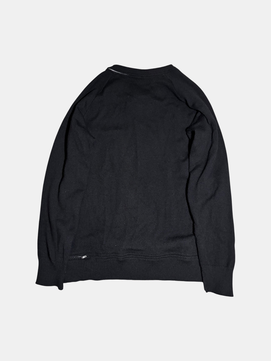 Zip-Detail V-Neck Sweater