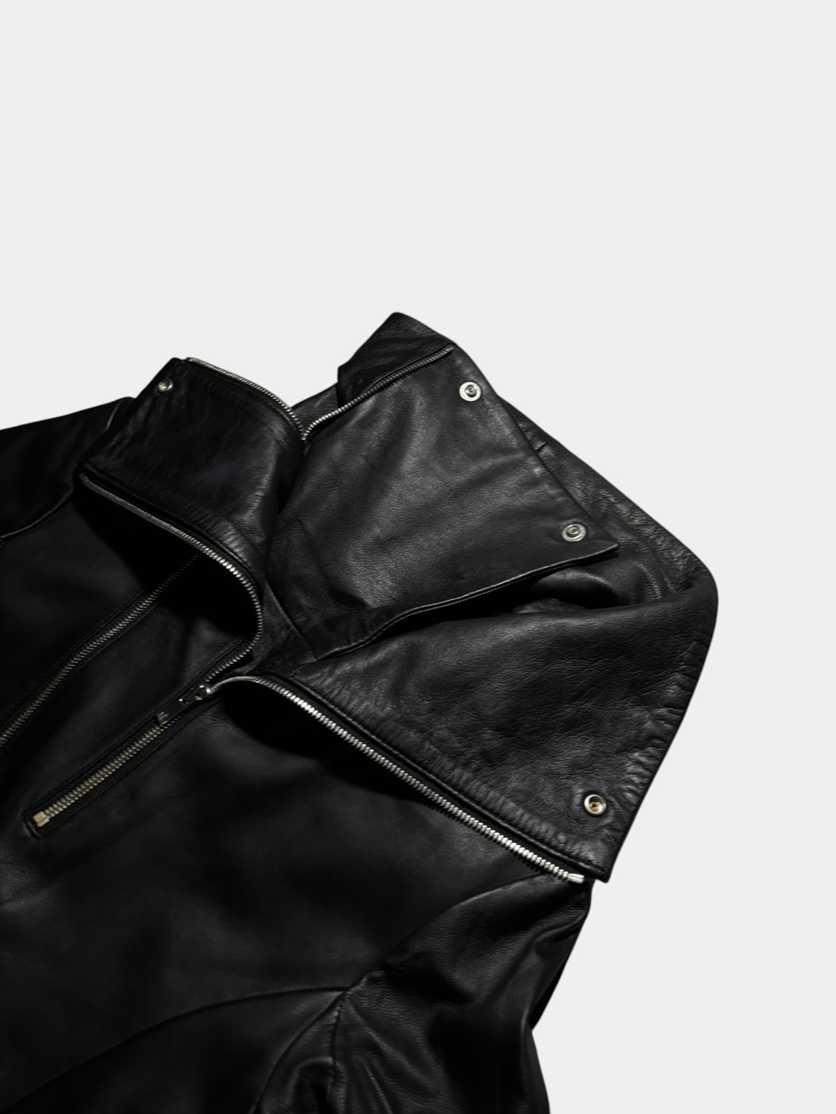 Stand-Collar Leather Jacket
