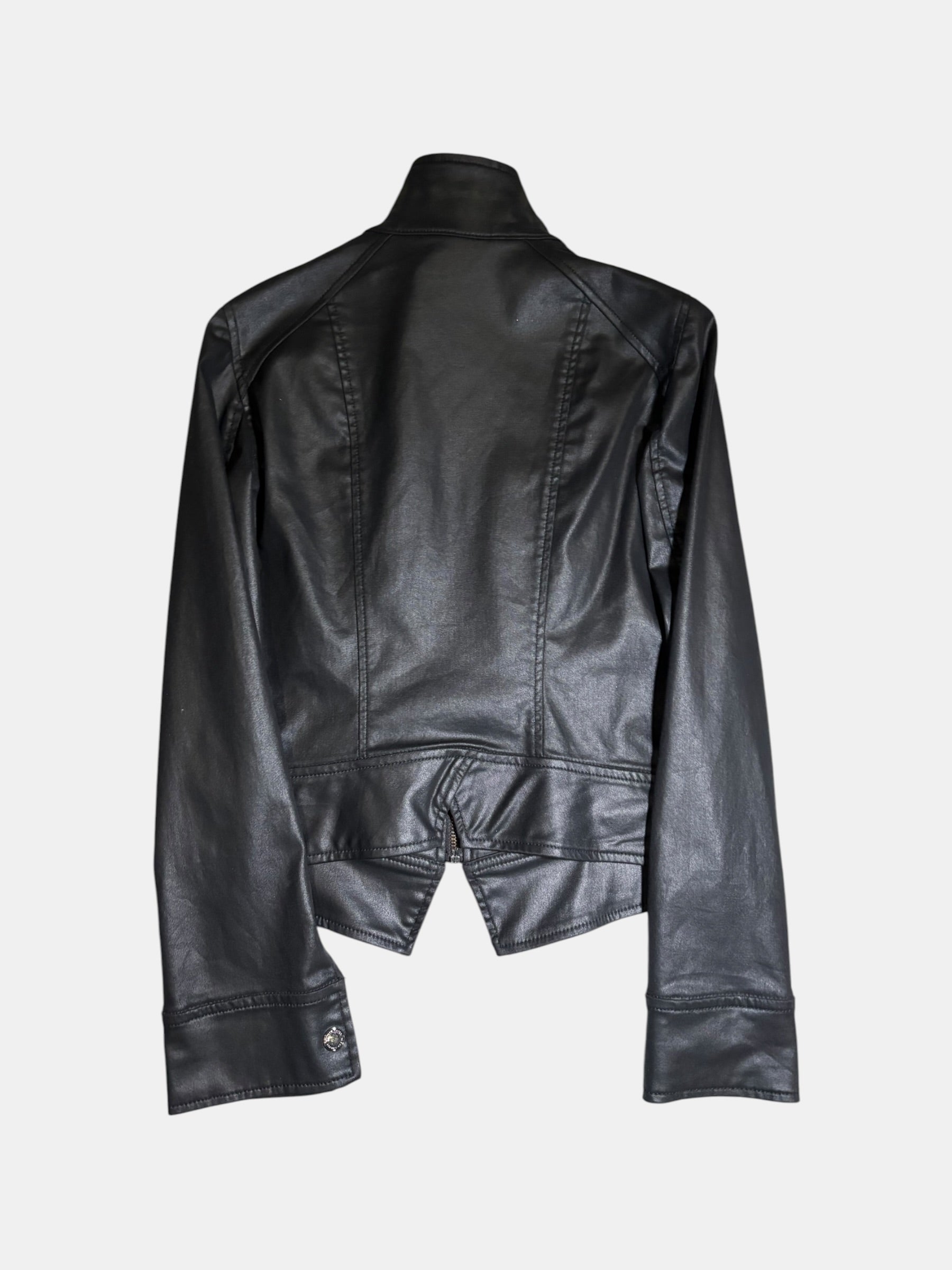 Coated Stand Collar Zip Jacket