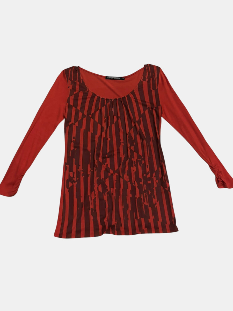 5351 POUR LES FEMMES Print Long-Sleeve Top