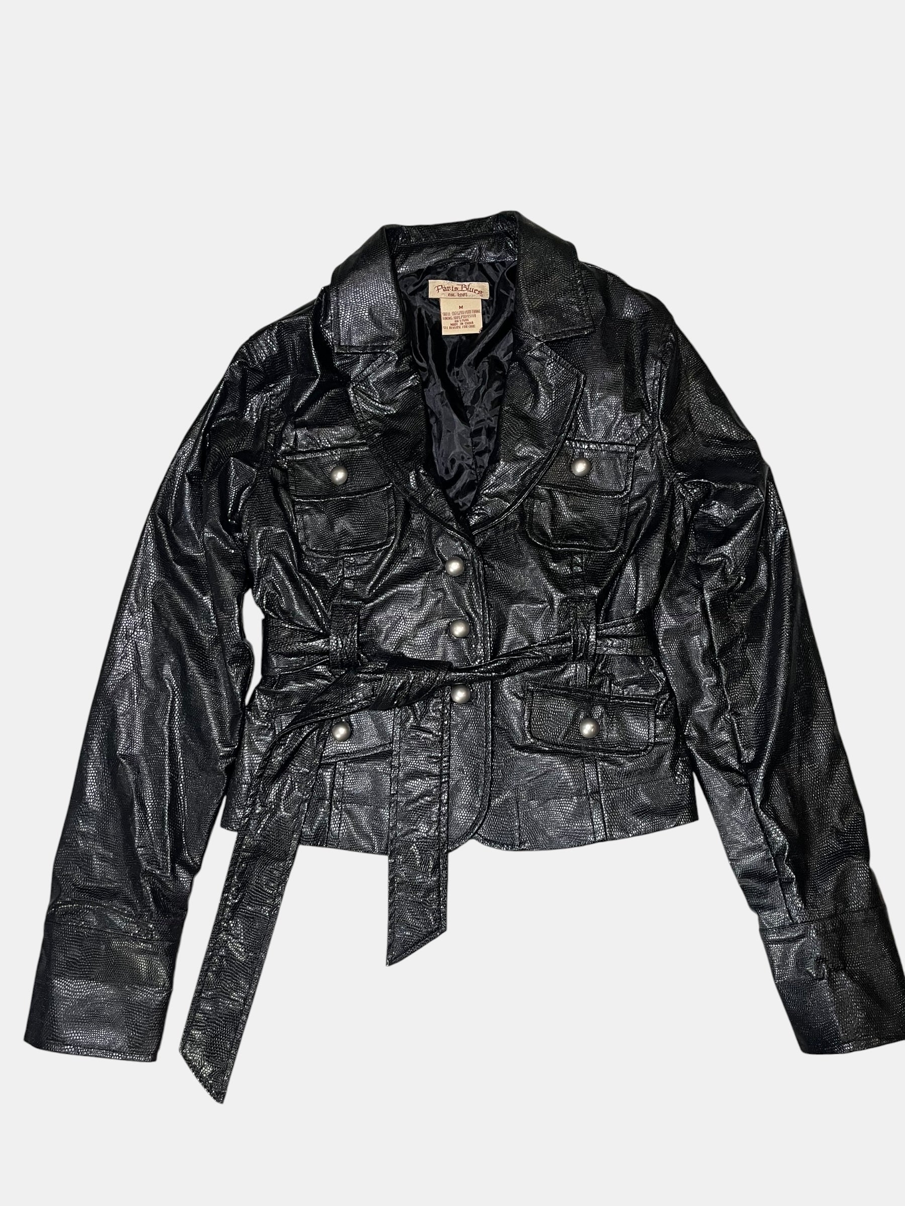 Faux Leather Belted Jacket