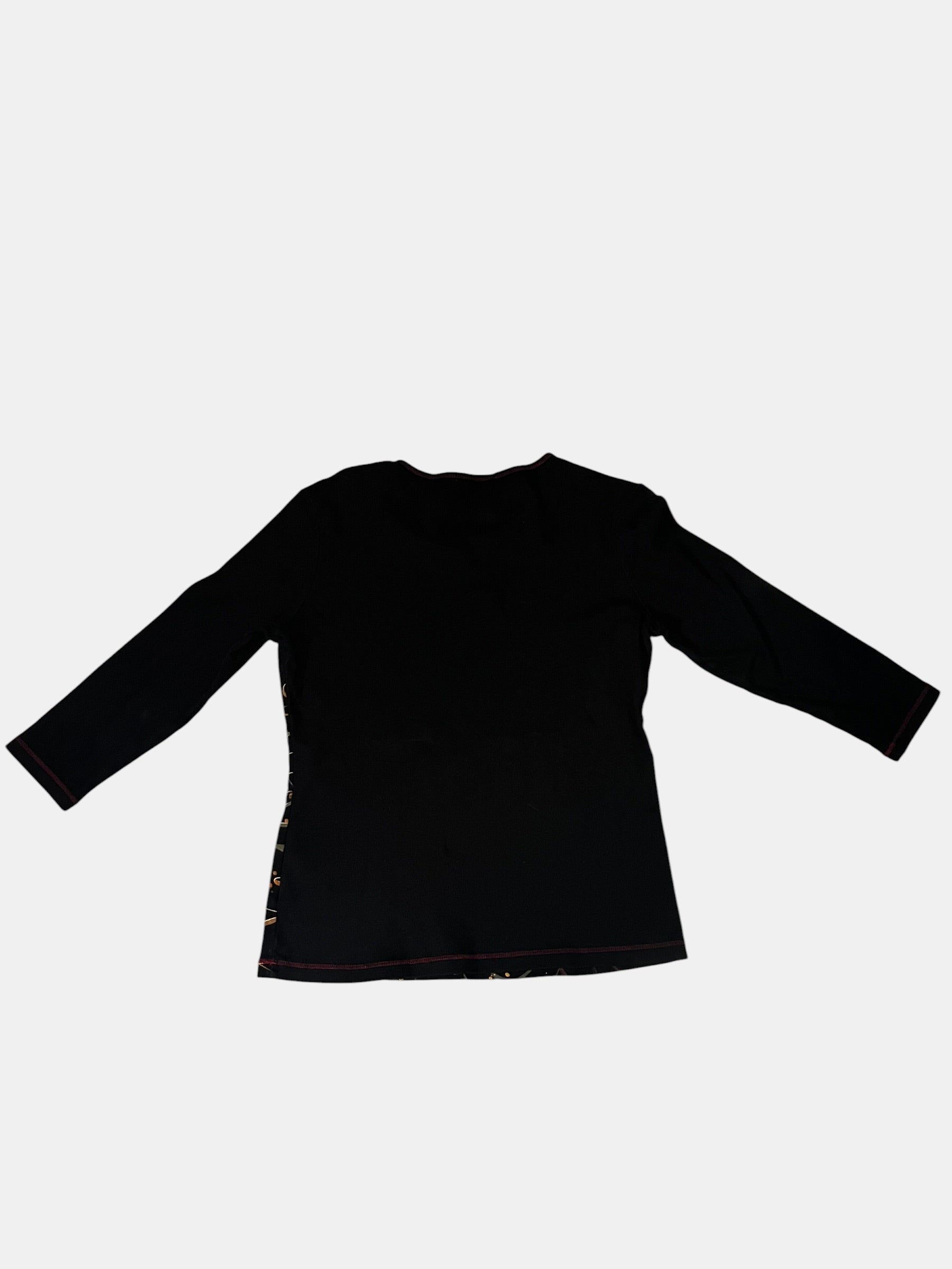Y2K Holiday Print Long-Sleeve Top