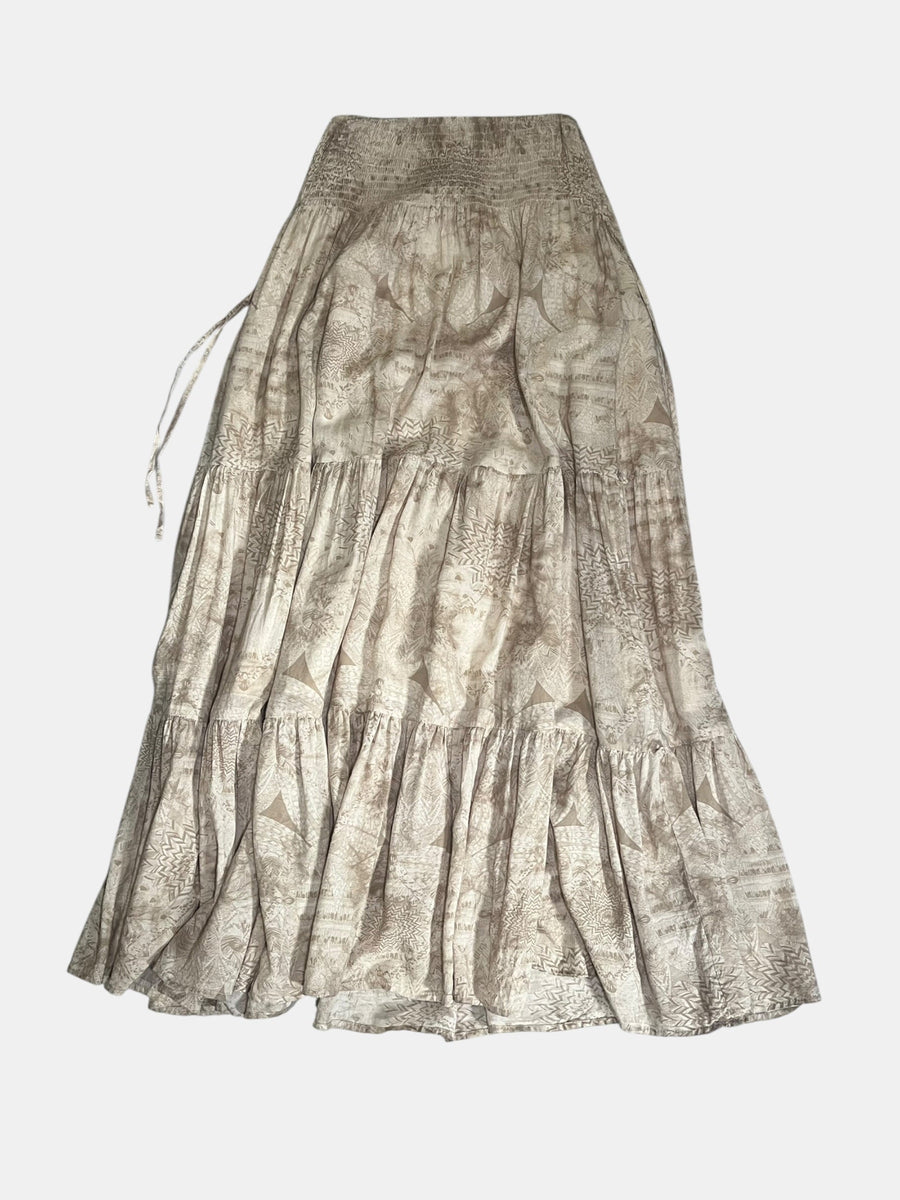 GOA Ethnic-Print Tiered Maxi Skirt