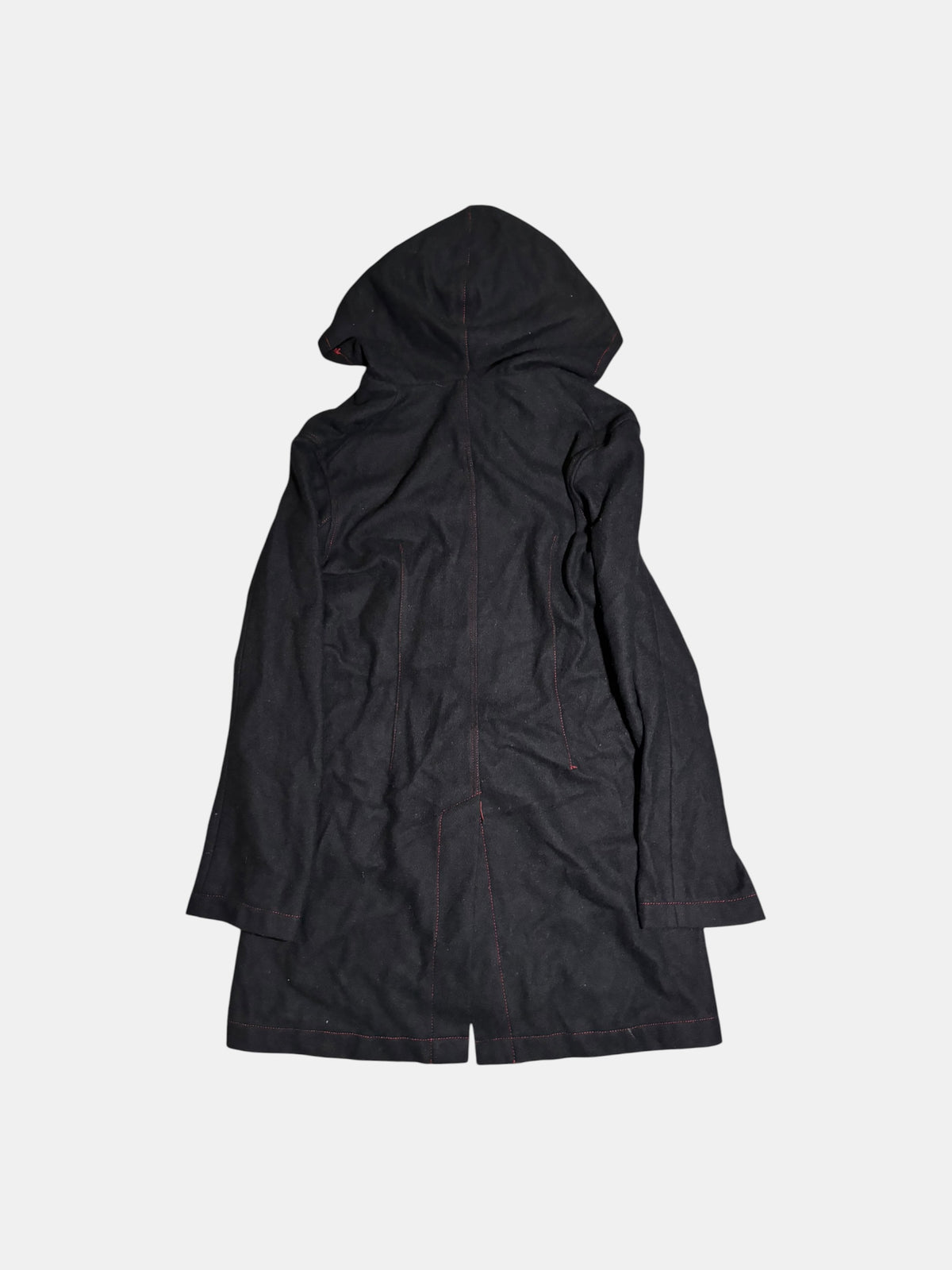 Contrast-Stitch Hooded Coat