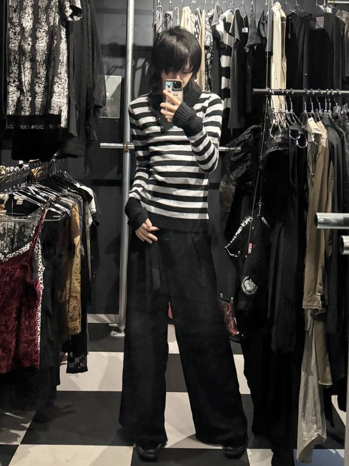 Buttoned Funnel-Neck Sweater
