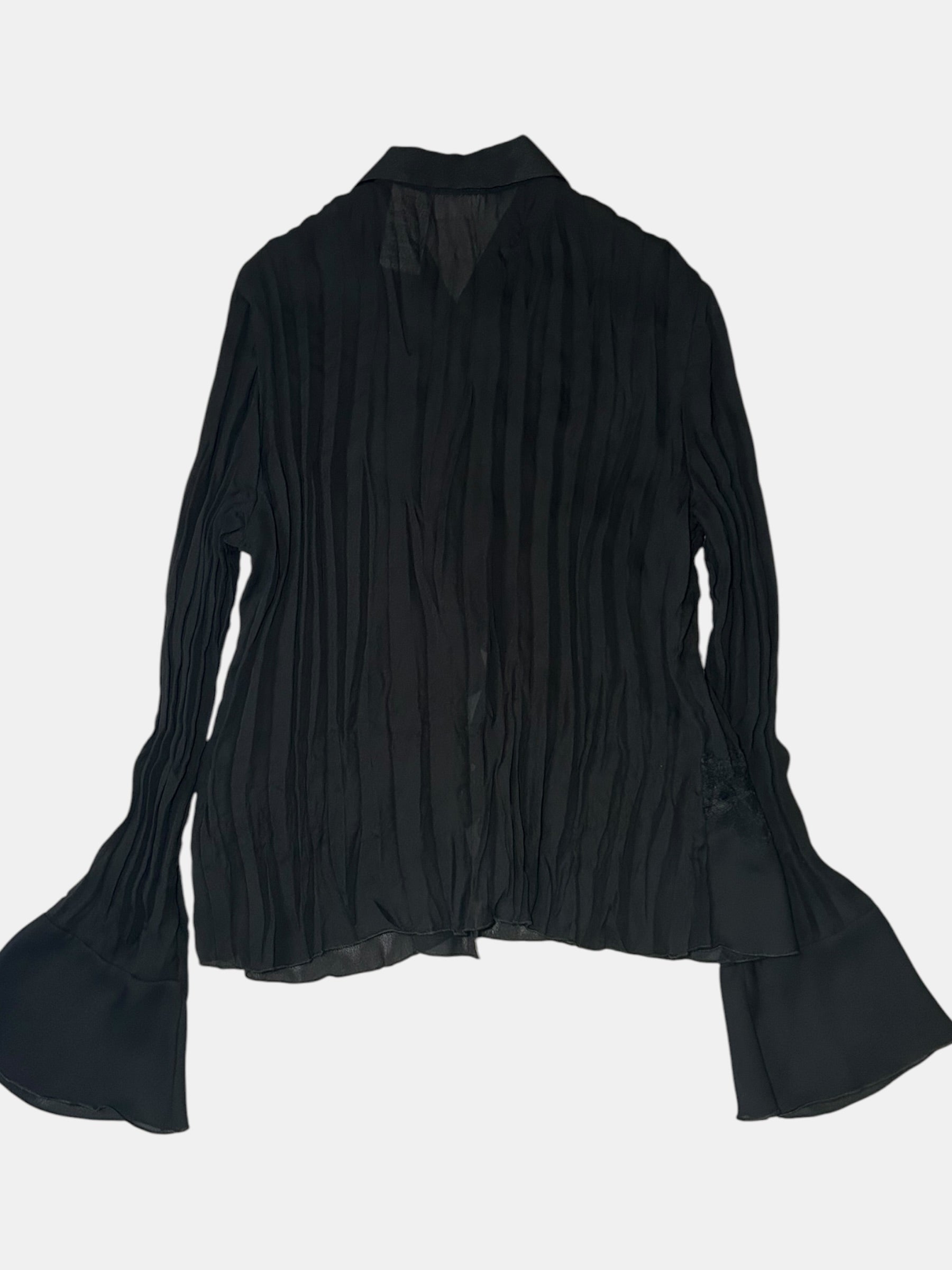 Lace-Panel Ruffle Blouse