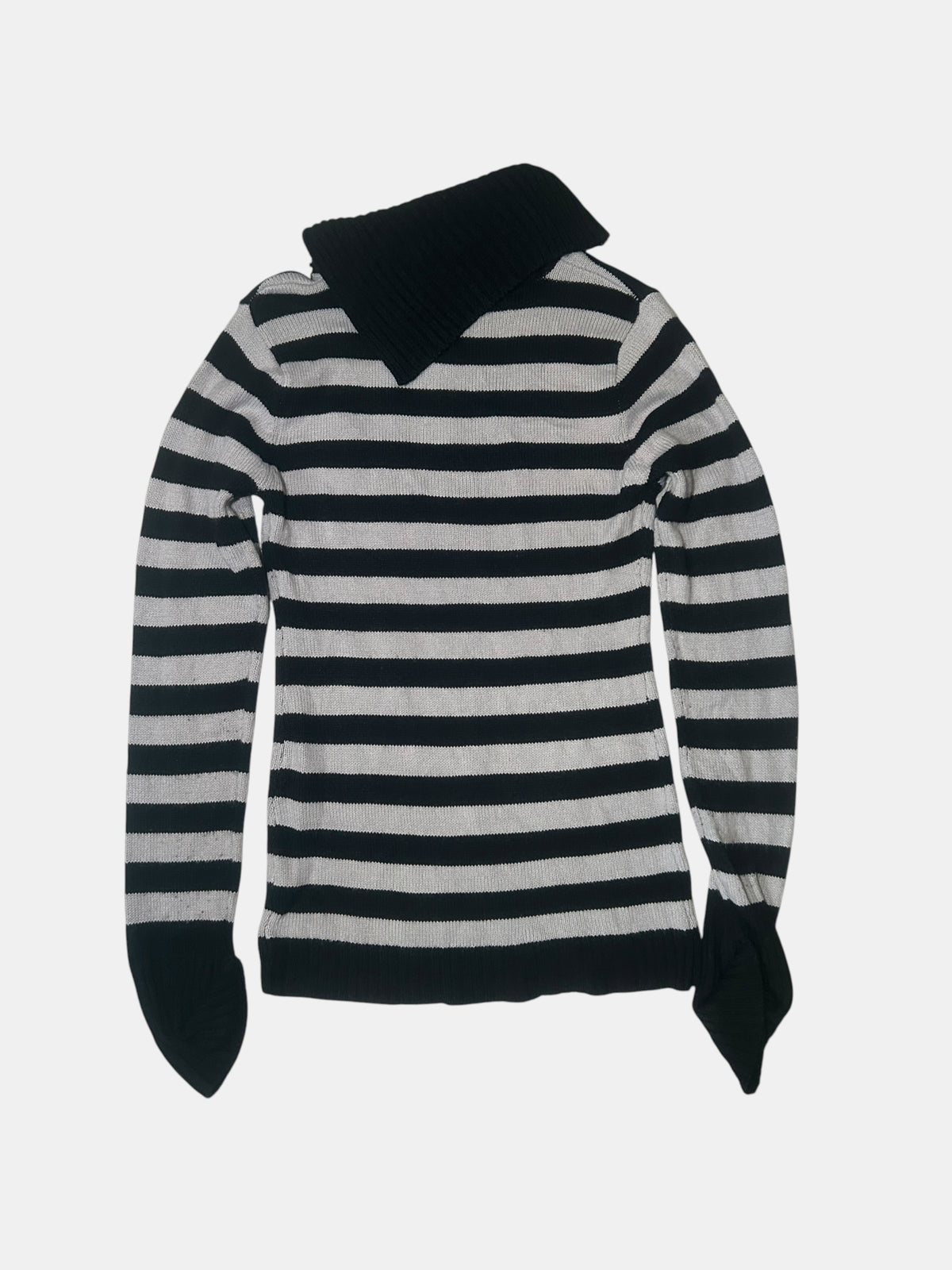 Buttoned Funnel-Neck Sweater
