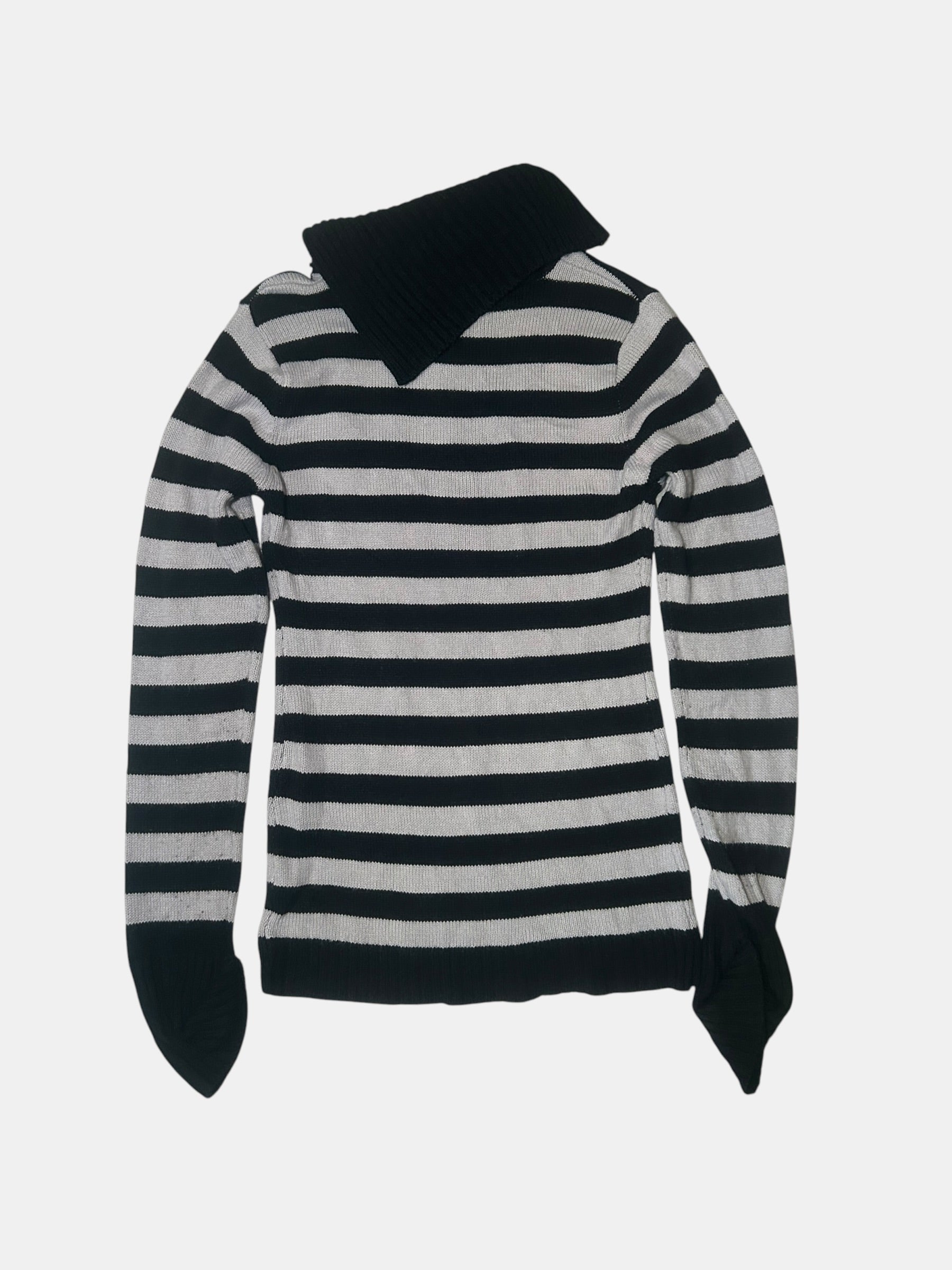 Buttoned Funnel-Neck Sweater