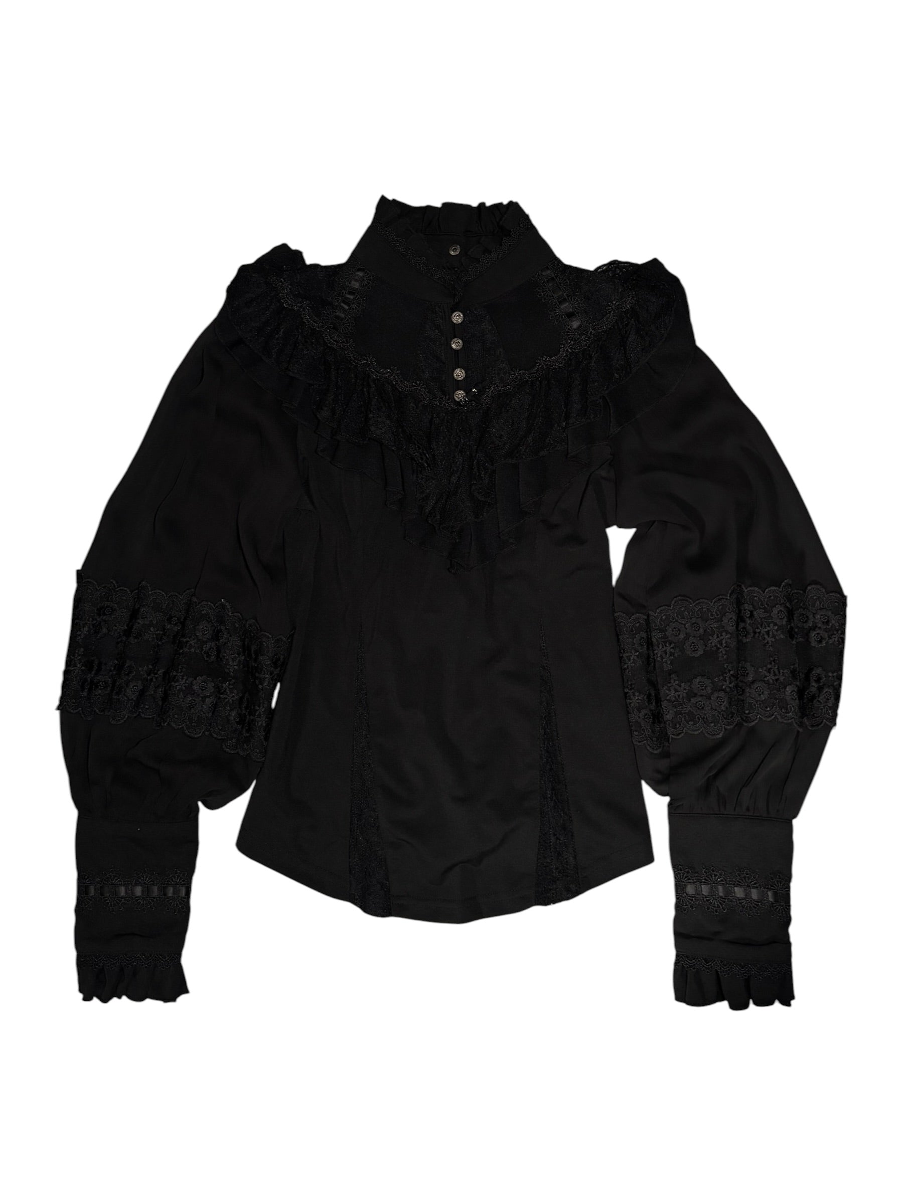 OZZ ANGELO Victorian Lace Ruffle Blouse