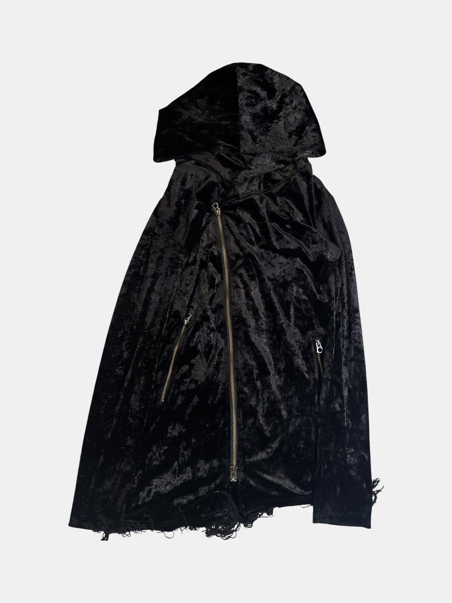 Crushed Velvet Hooded Coat