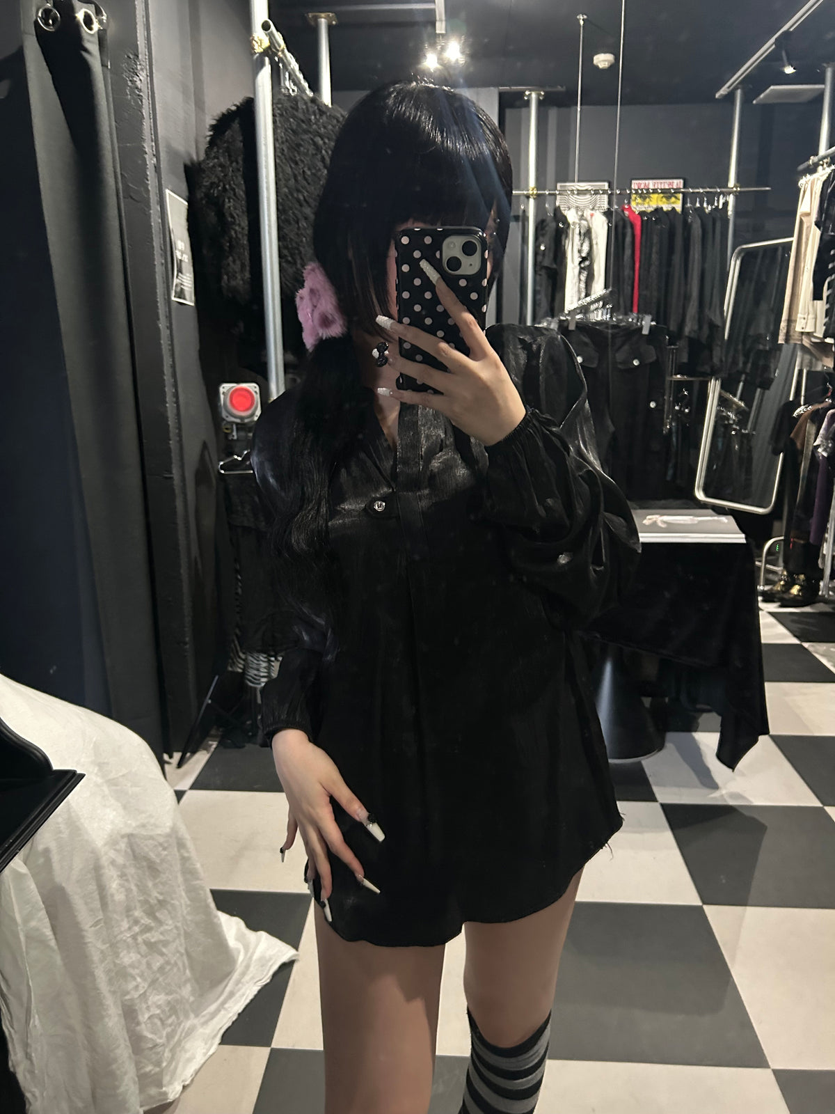 Lustrous Split-Neck Blouse