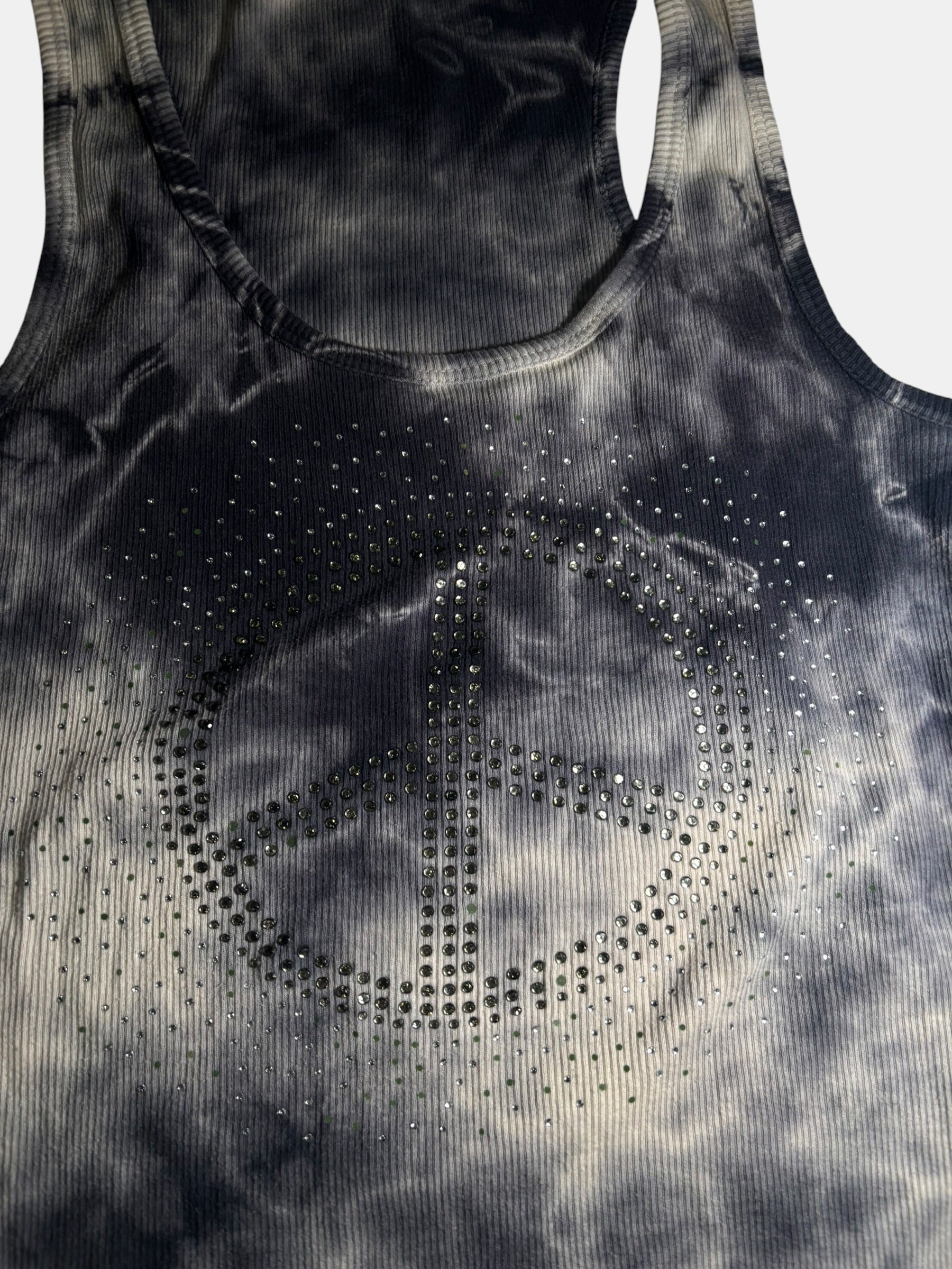Y2K Rhinestone Peace Sign Tie-Dye Tank Top