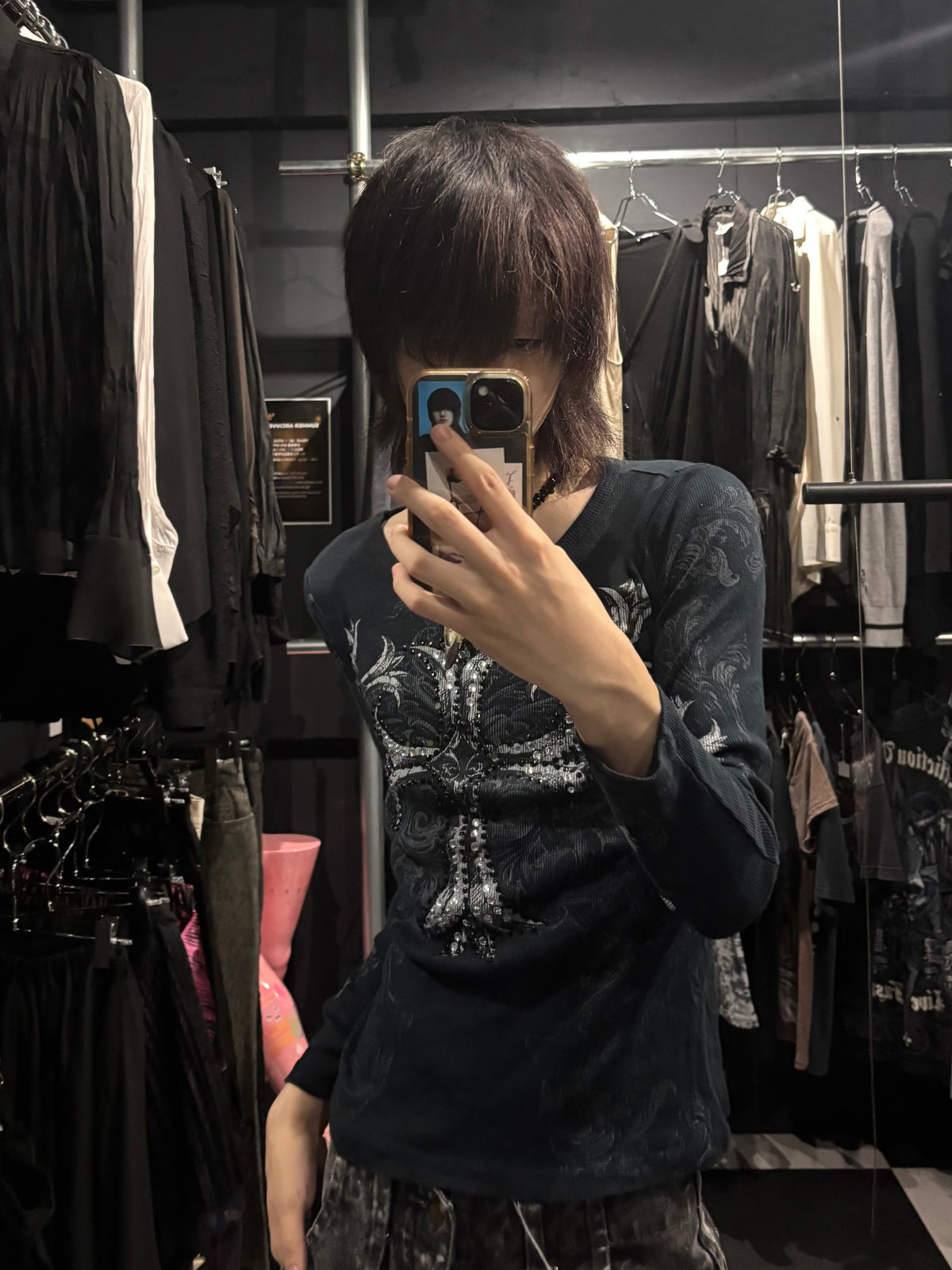 Gothic Cross Graphic Long Sleeve T-Shirt