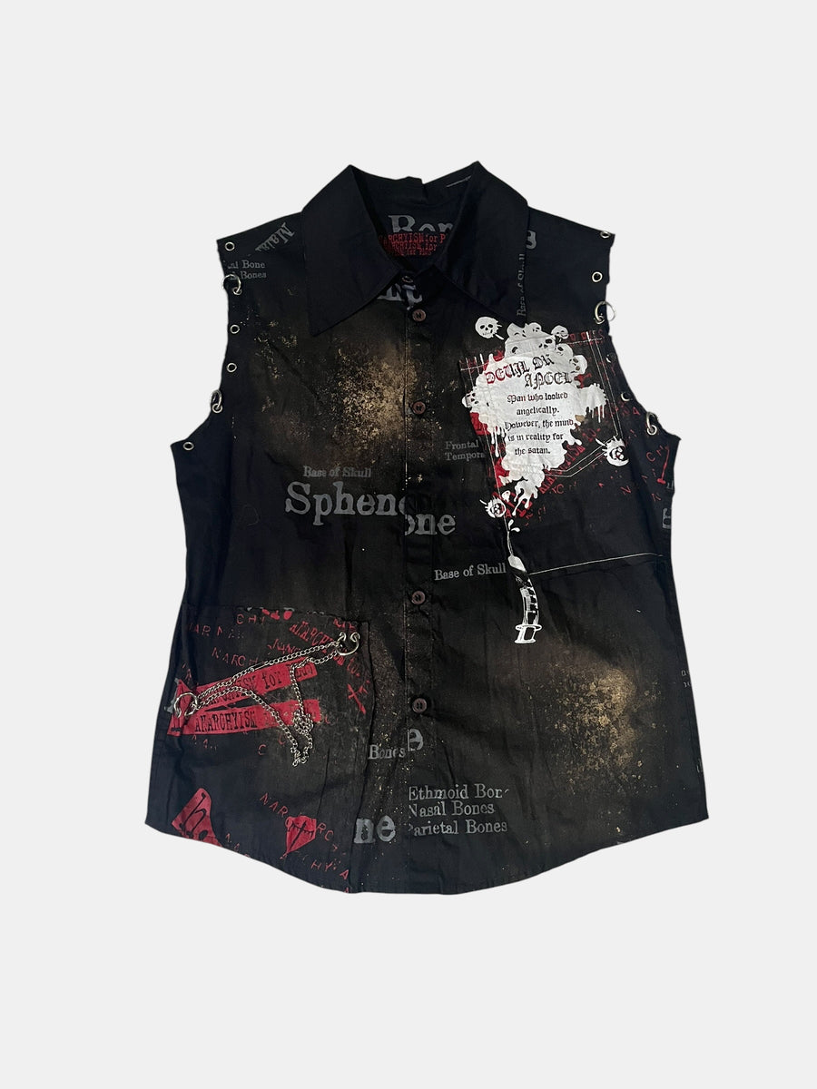 h.ANARCHY Bleached Bone-Graphic Ring Vest