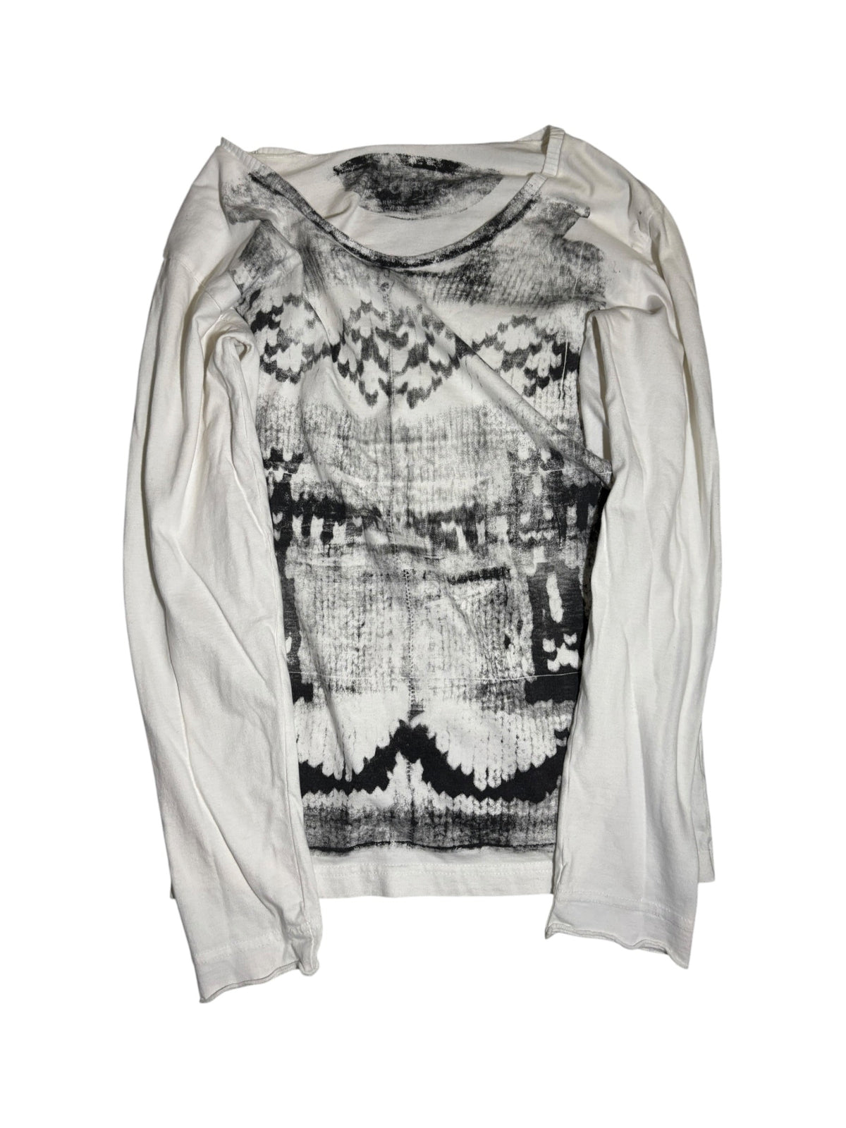 Y2K Abstract Print Long-Sleeve Top