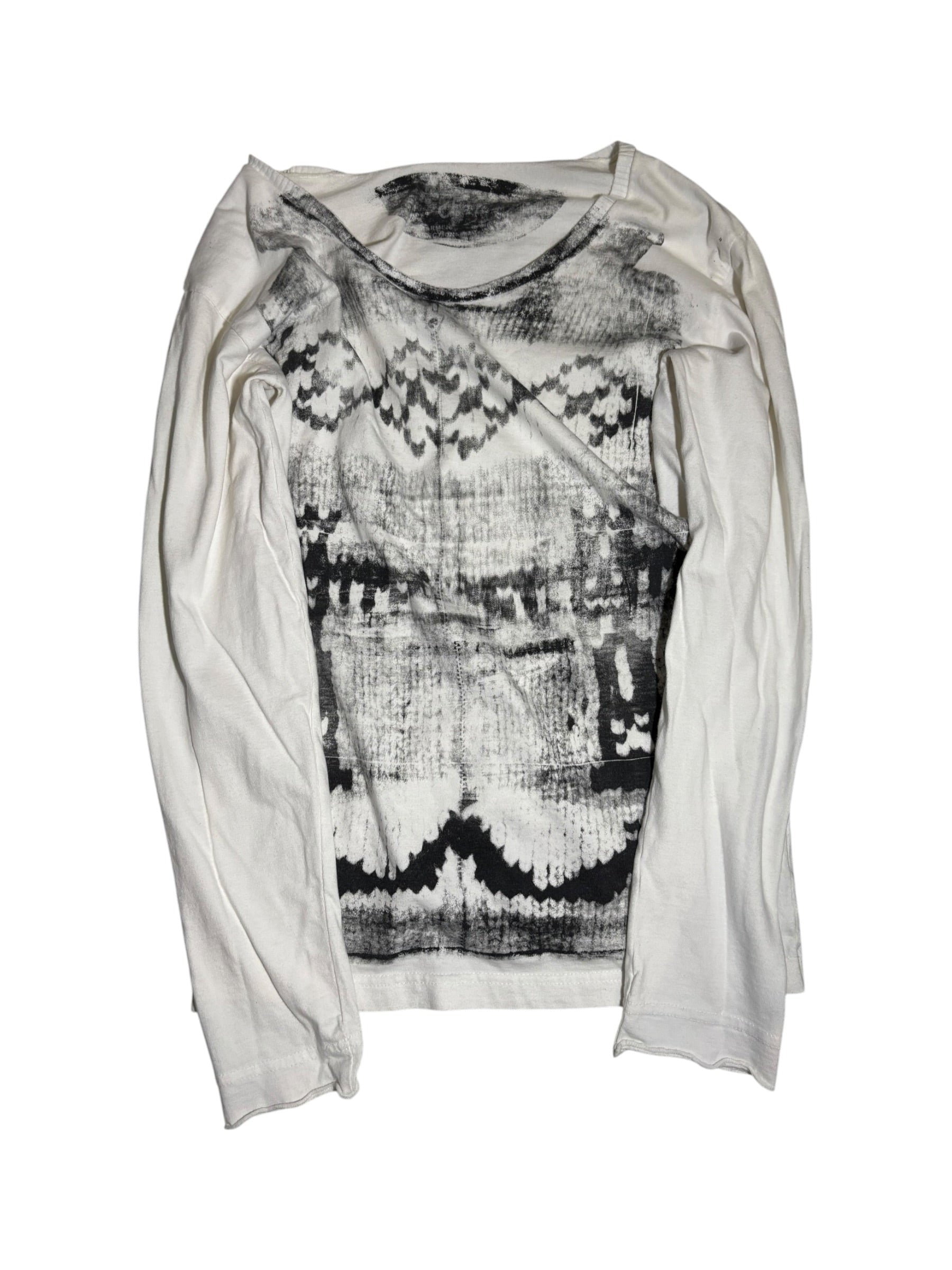 Y2K Abstract Print Long-Sleeve Top