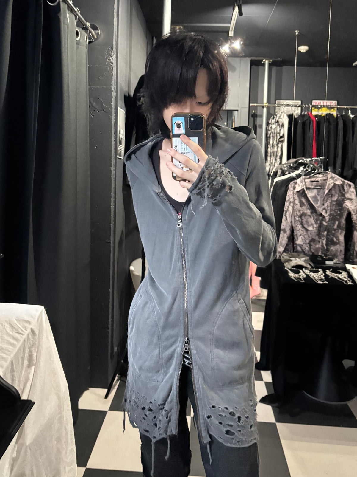 Distressed Zip Hoodie