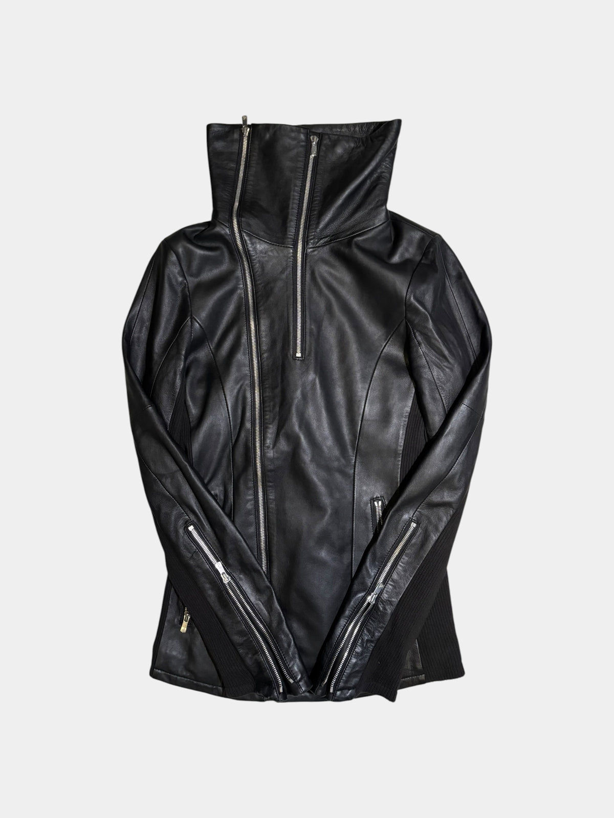 Stand-Collar Leather Jacket