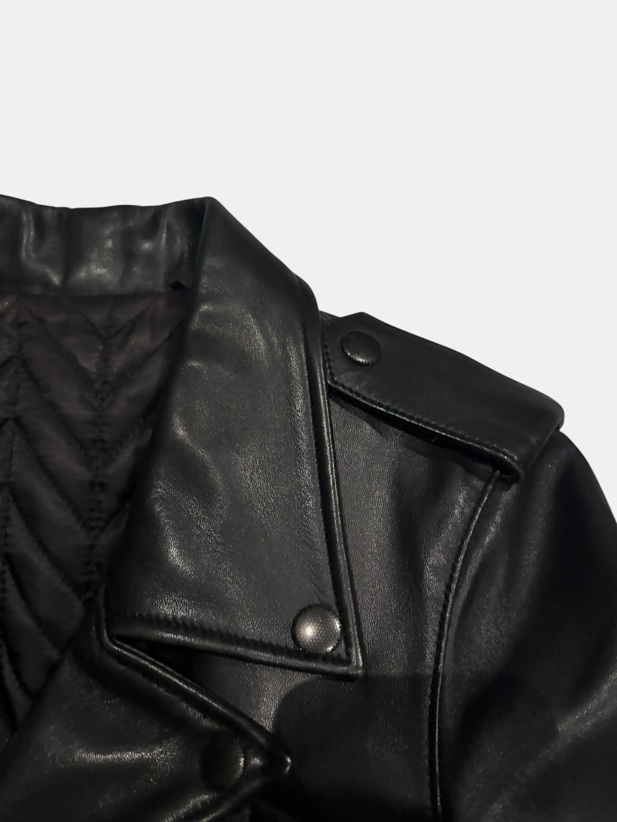 Punk-Rock Asymmetric Leather Moto Jacket with Epaulets