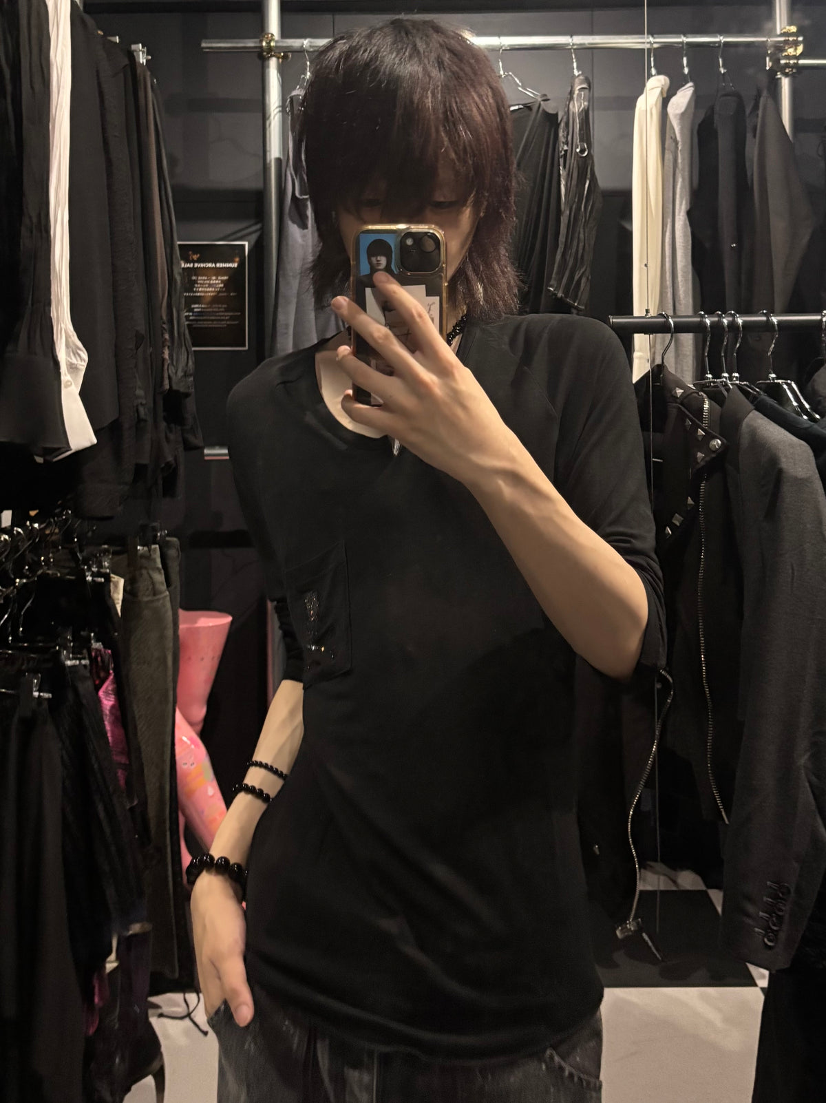 Roen Rhinestone Skull Long-Sleeve T-Shirt