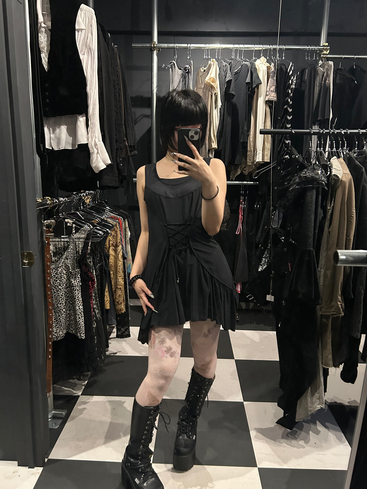 Lace-Up Mini Dress