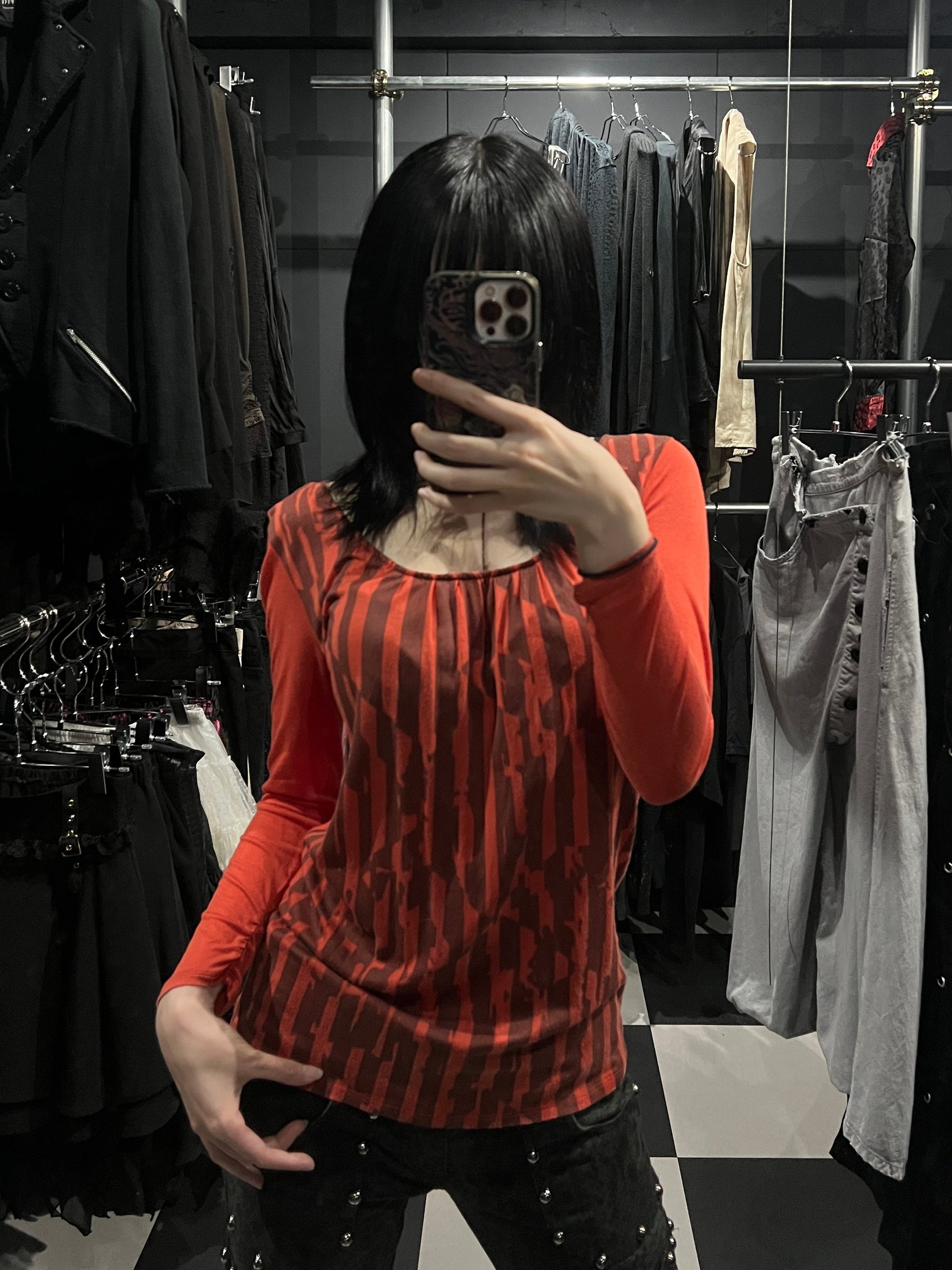 5351 POUR LES FEMMES Print Long-Sleeve Top