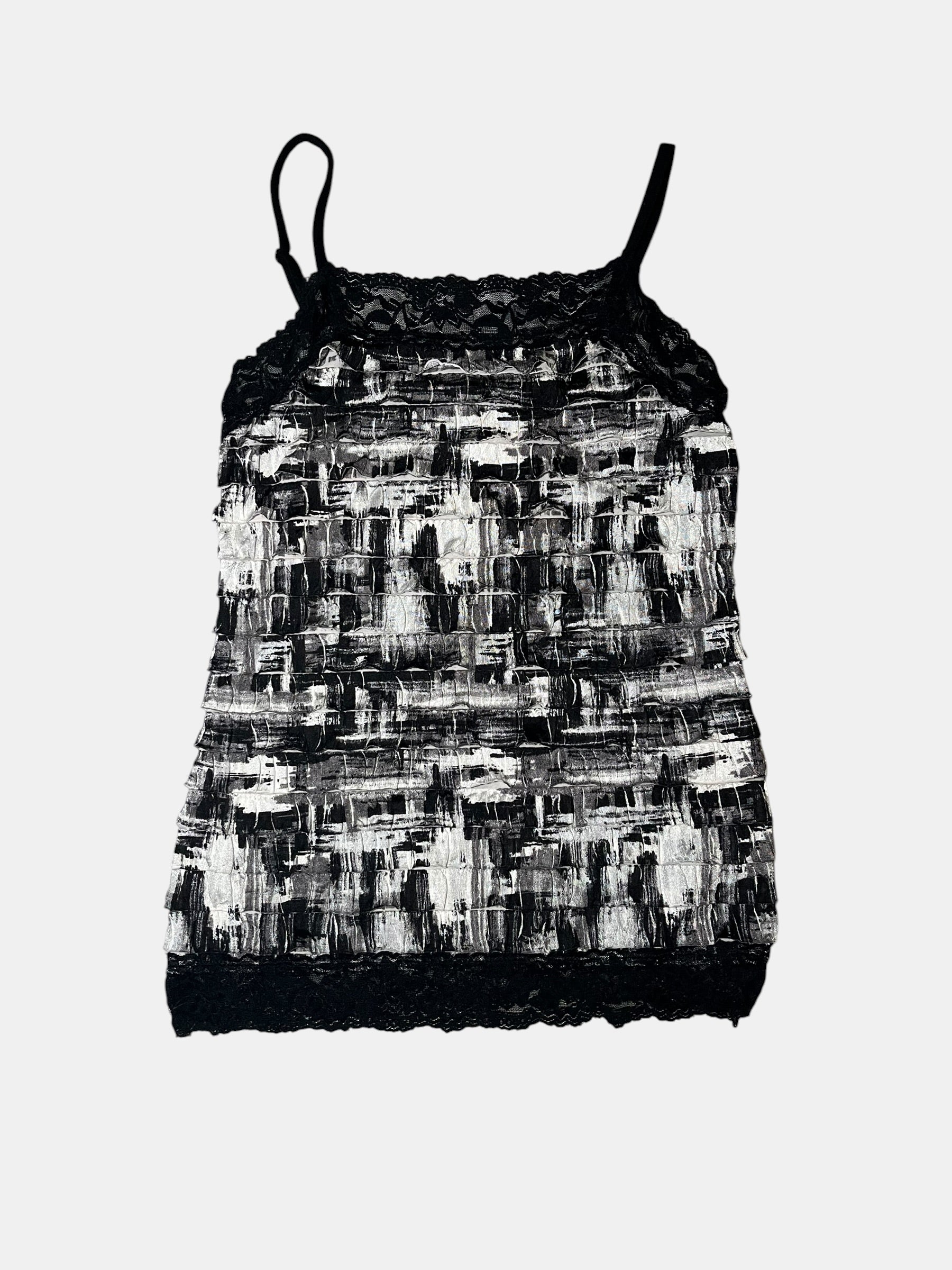 Brushstroke Print Ruffle Camisole