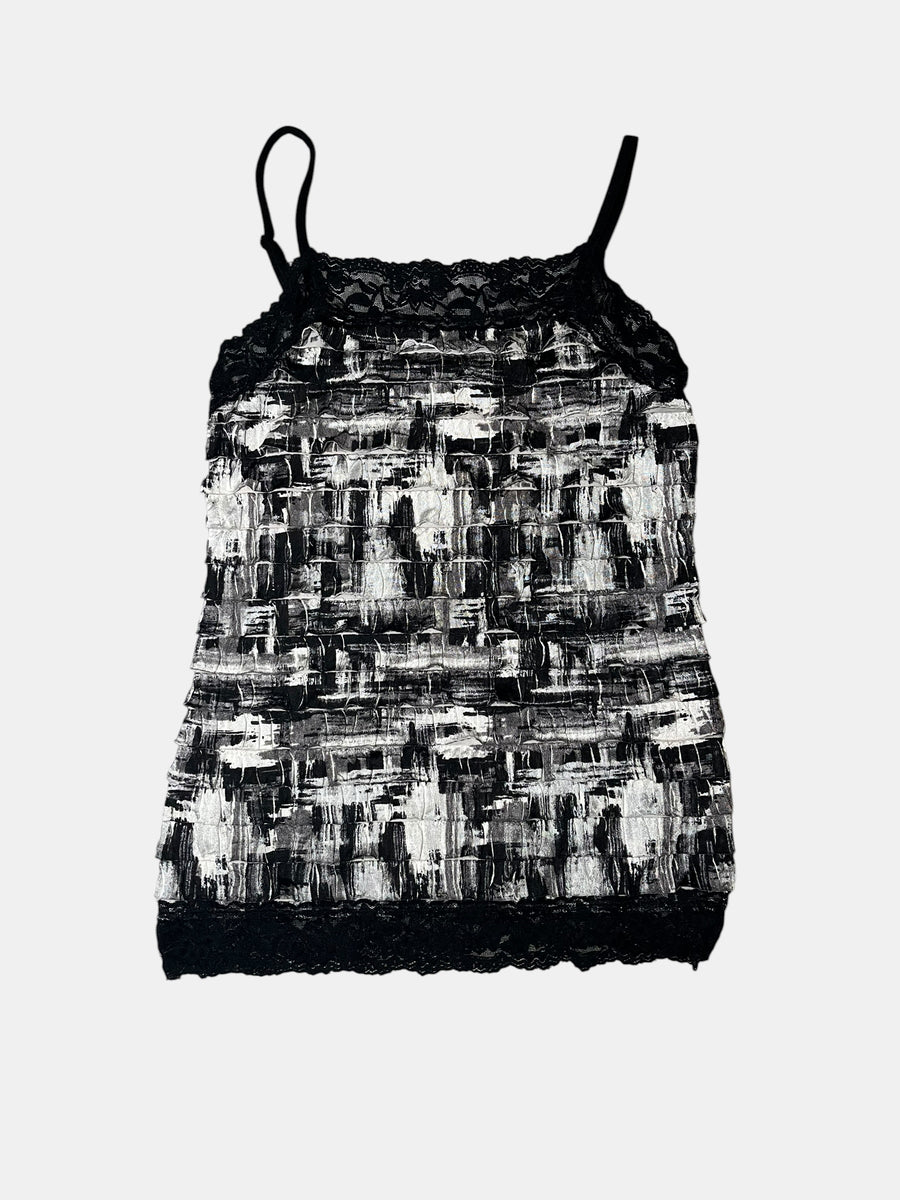 Brushstroke Print Ruffle Camisole