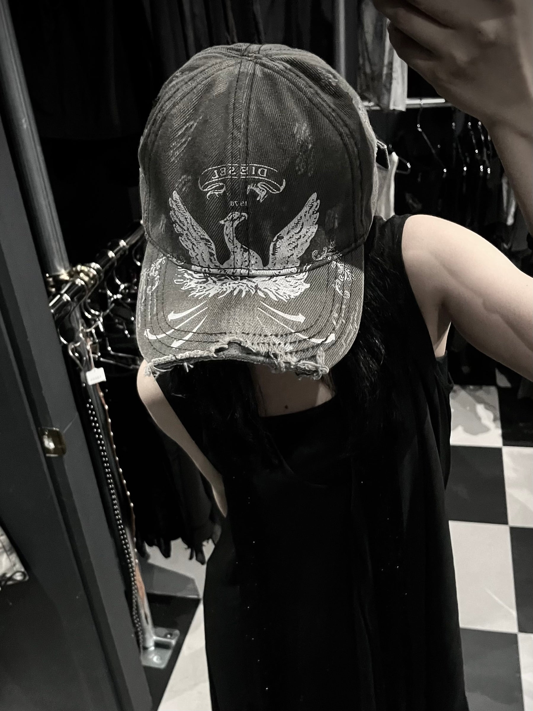 DIESEL Distressed Graphic Cap