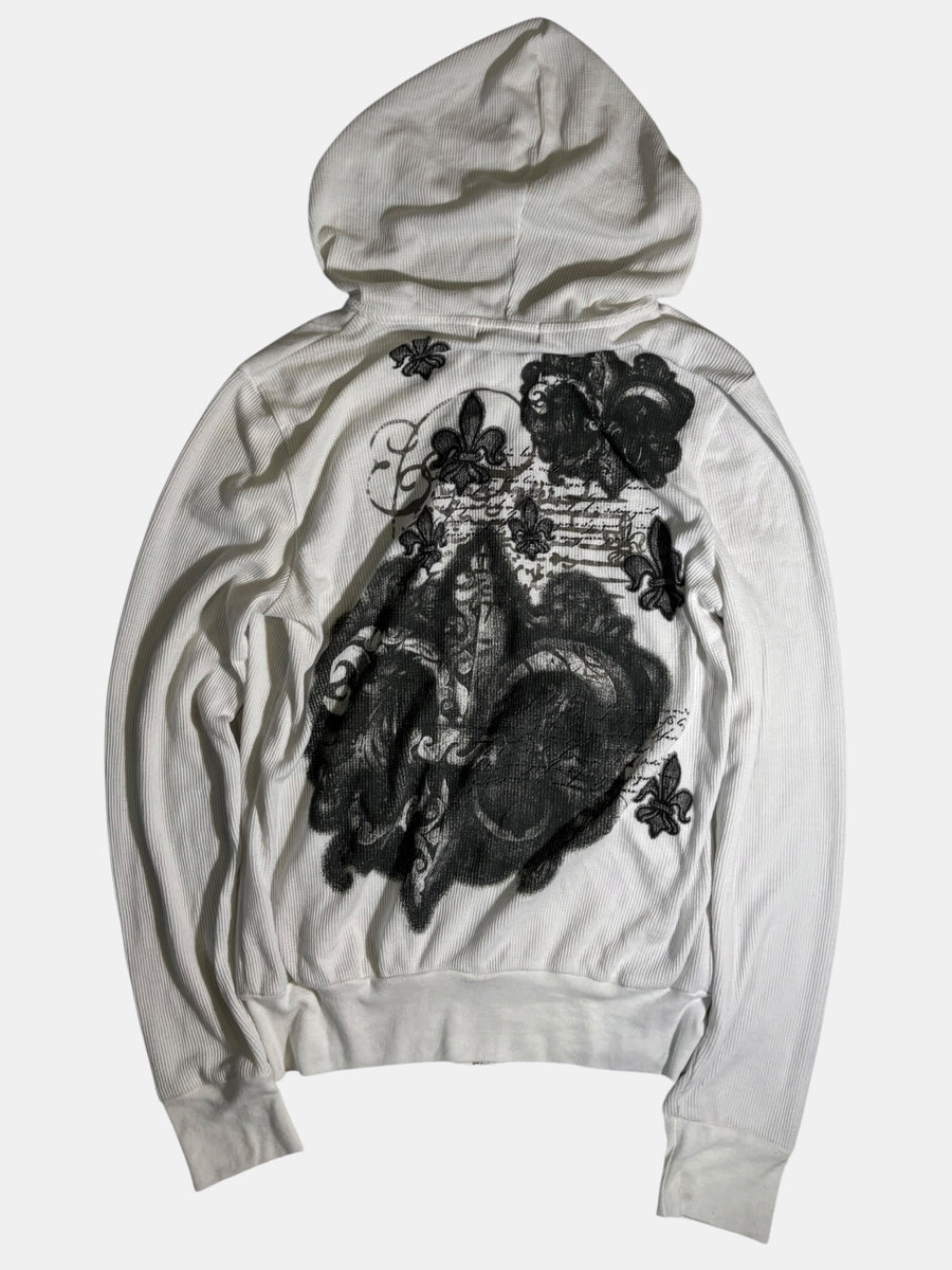 Y2K Fleur-de-Lis Thermal Zip-Up Hoodie