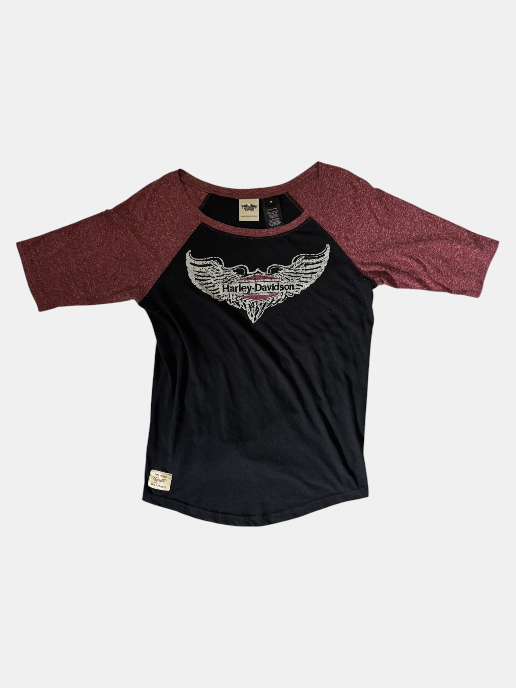 Harley-Davidson Wing Print Raglan Baseball Tee