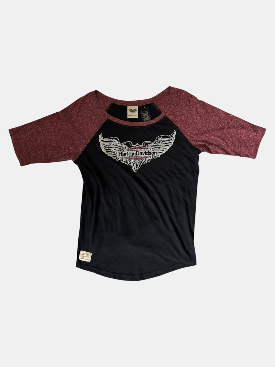 Harley-Davidson Wing Print Raglan Baseball Tee